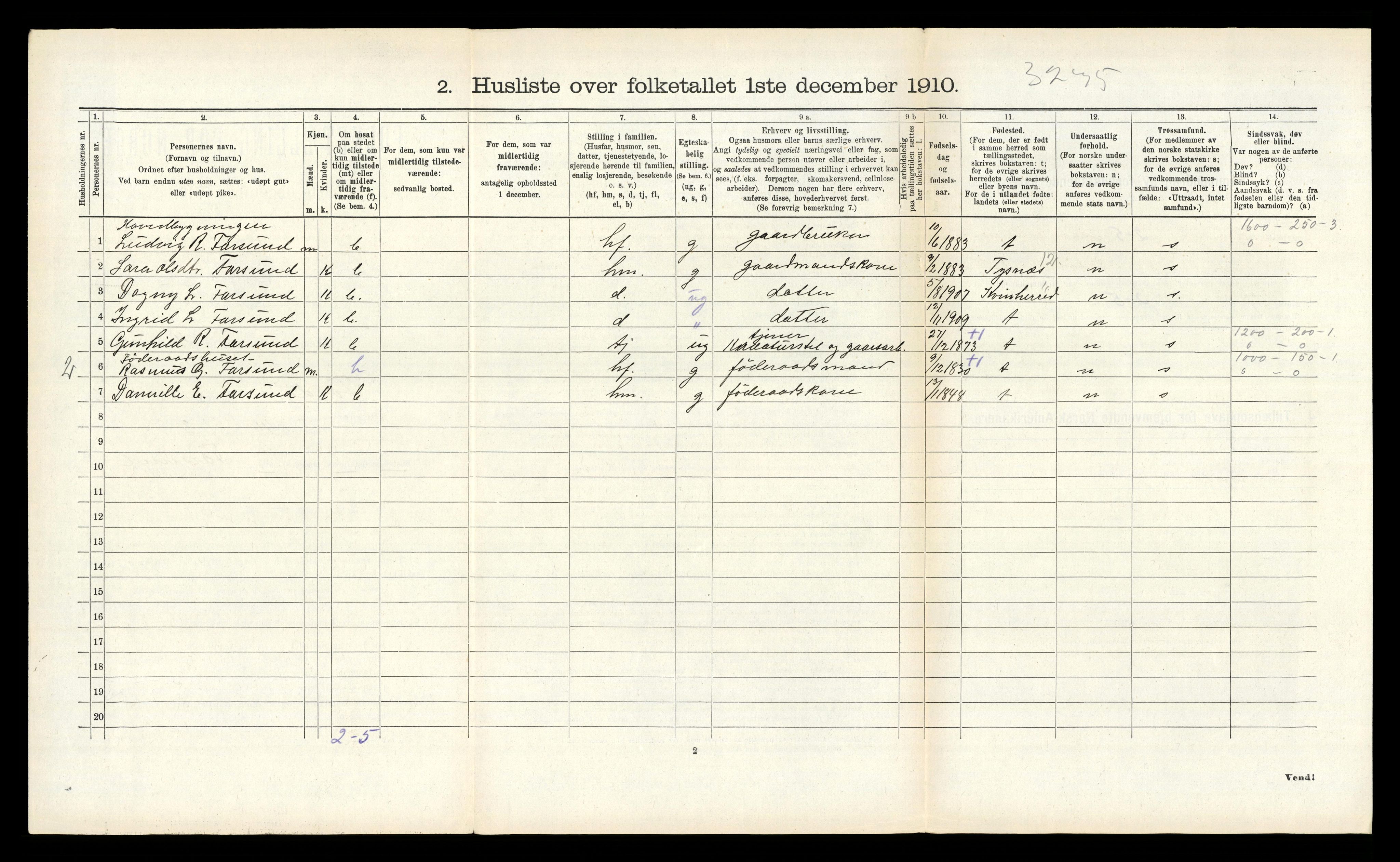 RA, 1910 census for Førde, 1910, p. 442