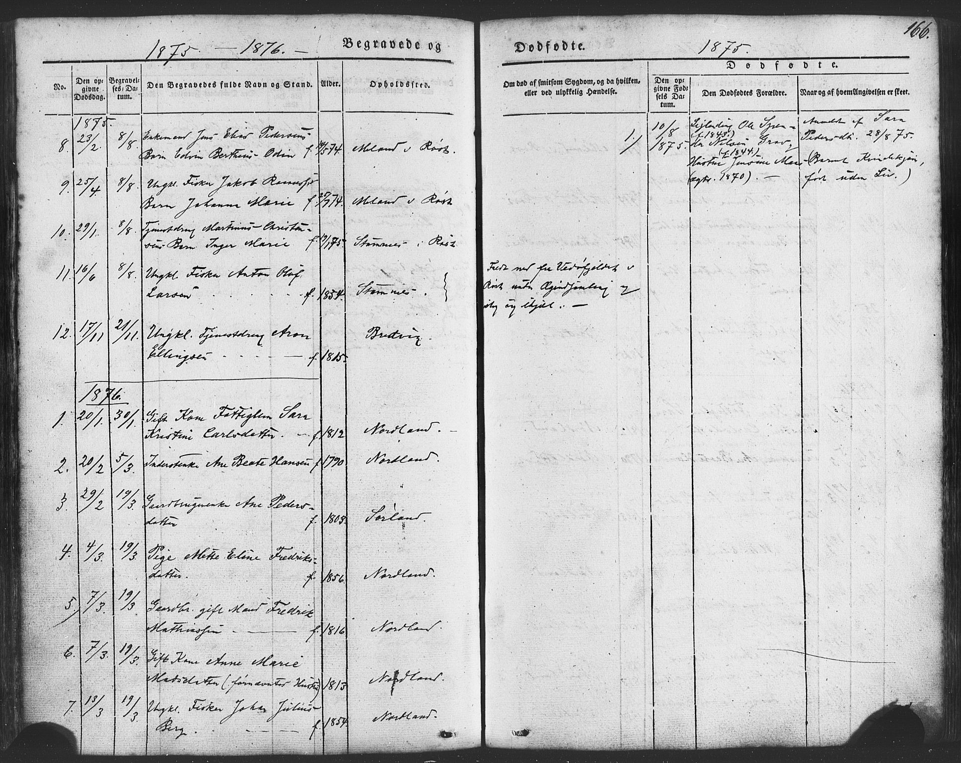 Ministerialprotokoller, klokkerbøker og fødselsregistre - Nordland, AV/SAT-A-1459/807/L0121: Parish register (official) no. 807A04, 1846-1879, p. 166