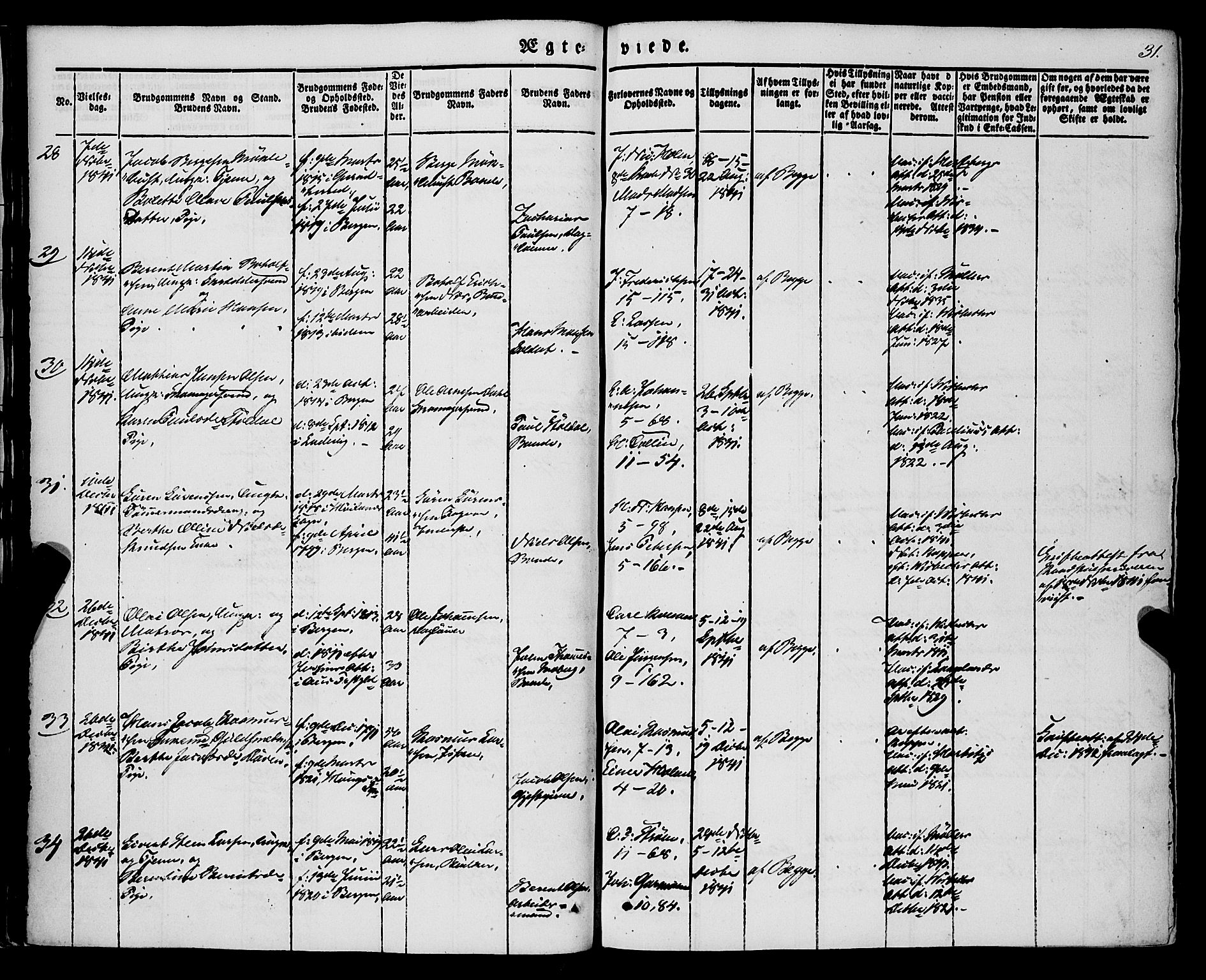 Nykirken Sokneprestembete, AV/SAB-A-77101/H/Haa/L0031: Parish register (official) no. D 1, 1834-1861, p. 31