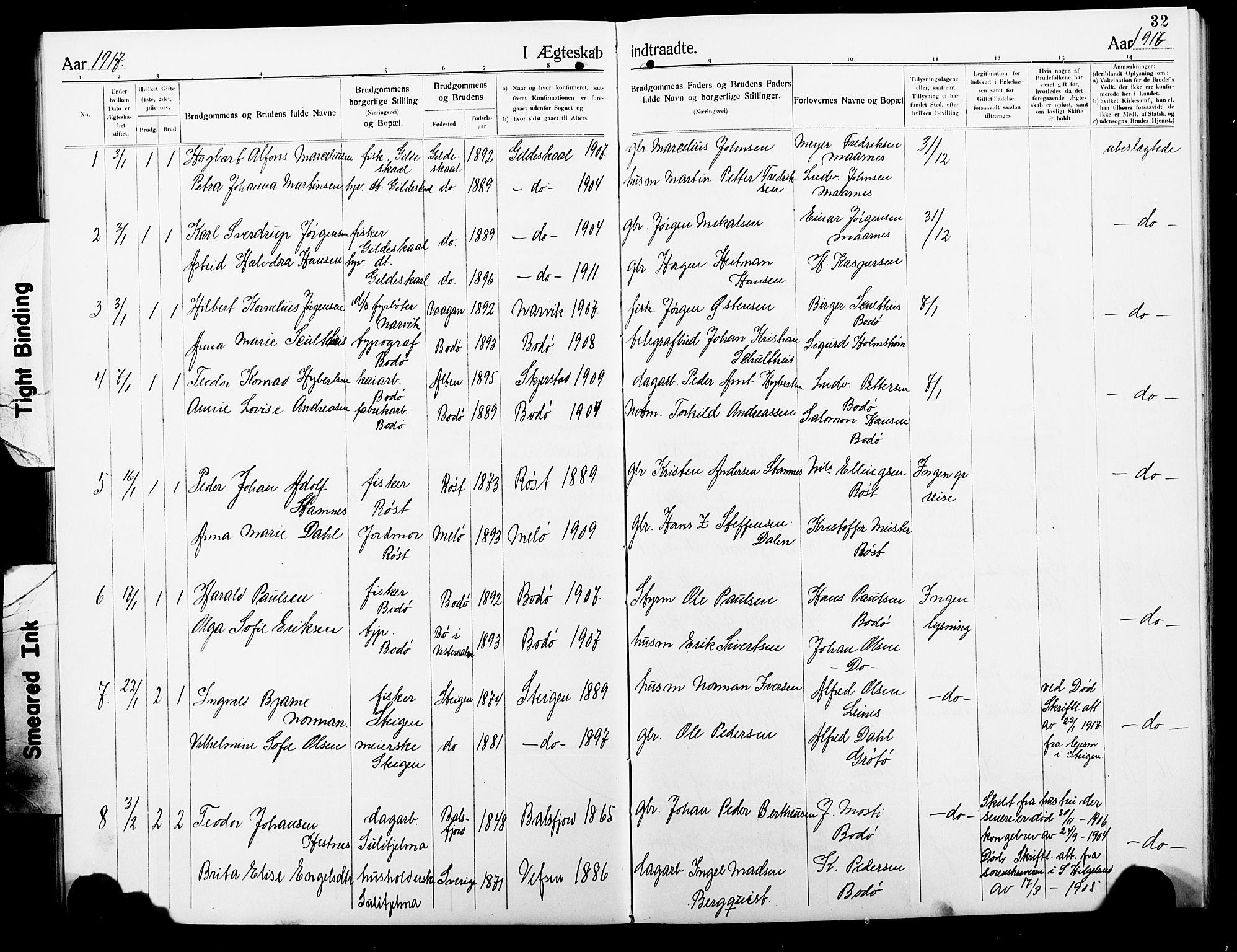 Ministerialprotokoller, klokkerbøker og fødselsregistre - Nordland, SAT/A-1459/801/L0035: Parish register (copy) no. 801C10, 1910-1923, p. 32