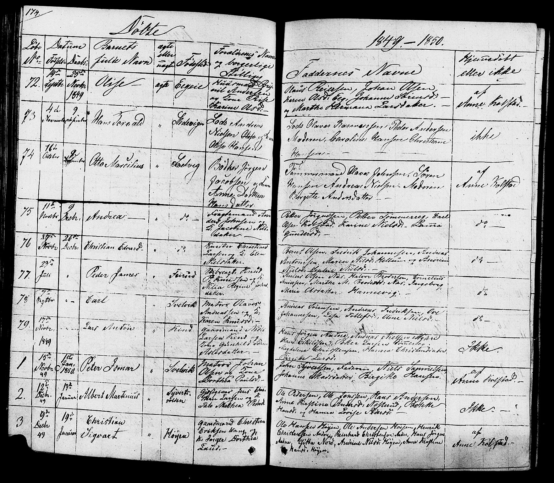 Hurum kirkebøker, SAKO/A-229/G/Ga/L0002: Parish register (copy) no. I 2, 1827-1857, p. 174