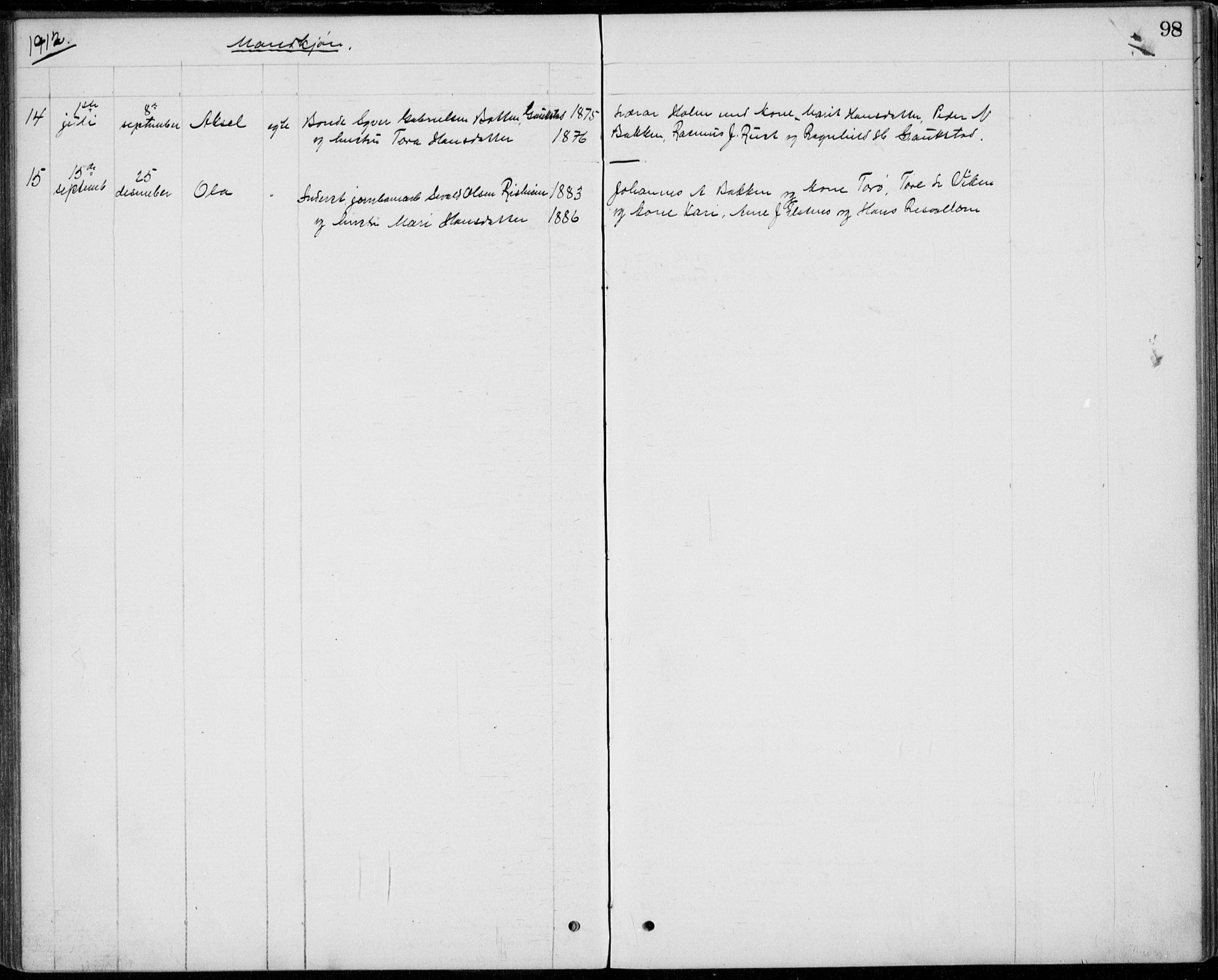 Lom prestekontor, SAH/PREST-070/L/L0013: Parish register (copy) no. 13, 1874-1938, p. 98
