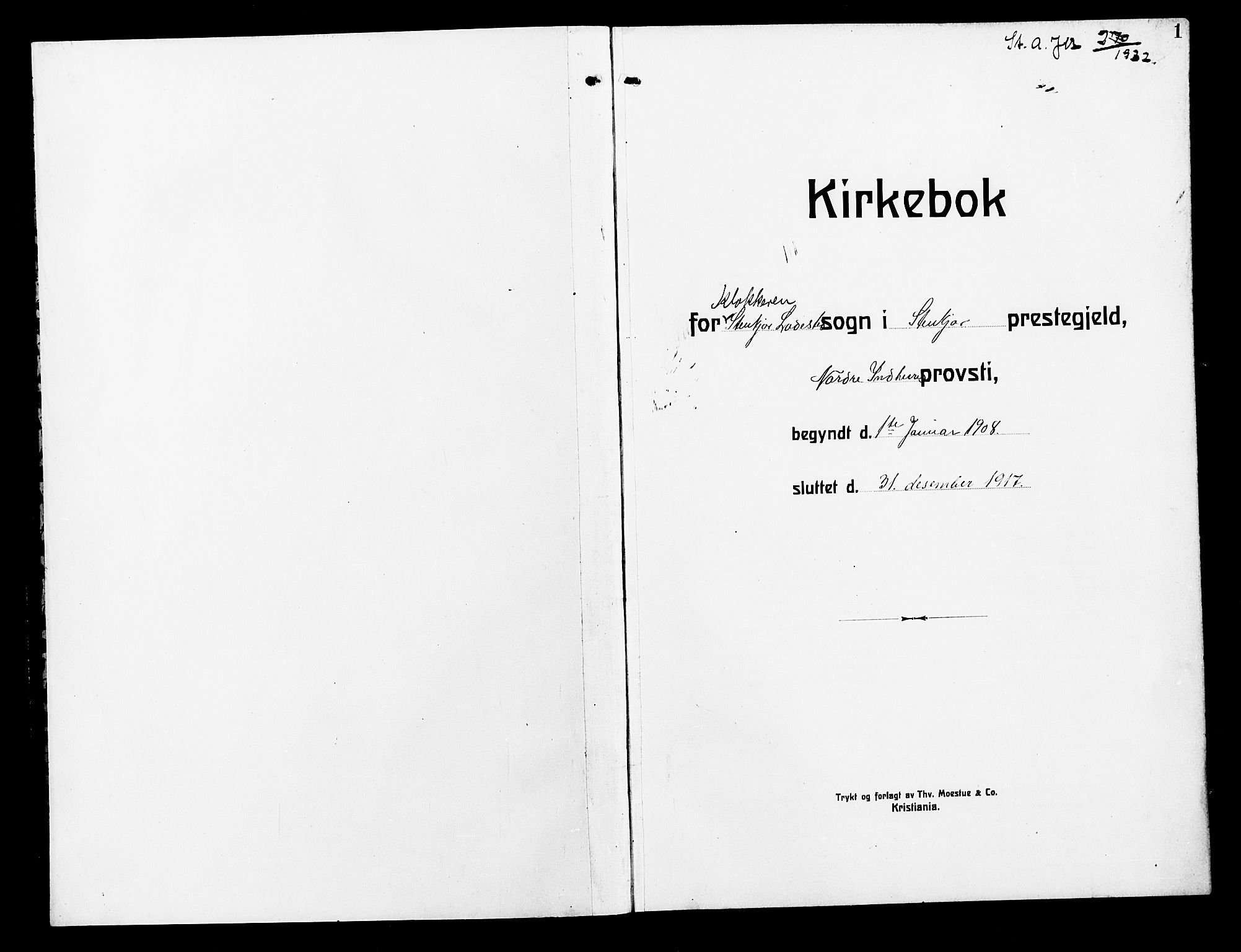 Ministerialprotokoller, klokkerbøker og fødselsregistre - Nord-Trøndelag, SAT/A-1458/739/L0376: Parish register (copy) no. 739C04, 1908-1917, p. 1