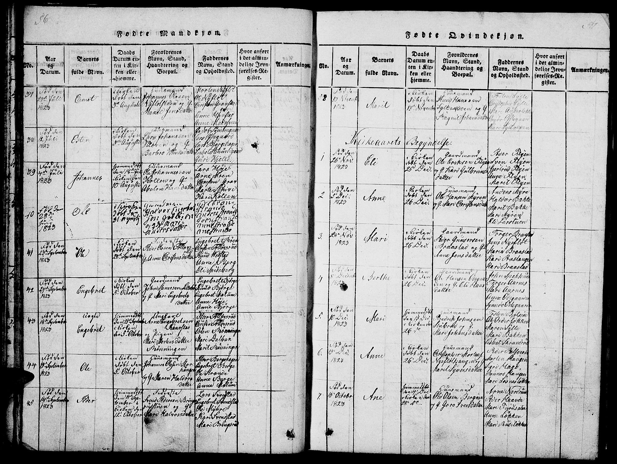 Ringebu prestekontor, SAH/PREST-082/H/Ha/Hab/L0001: Parish register (copy) no. 1, 1821-1839, p. 56-57
