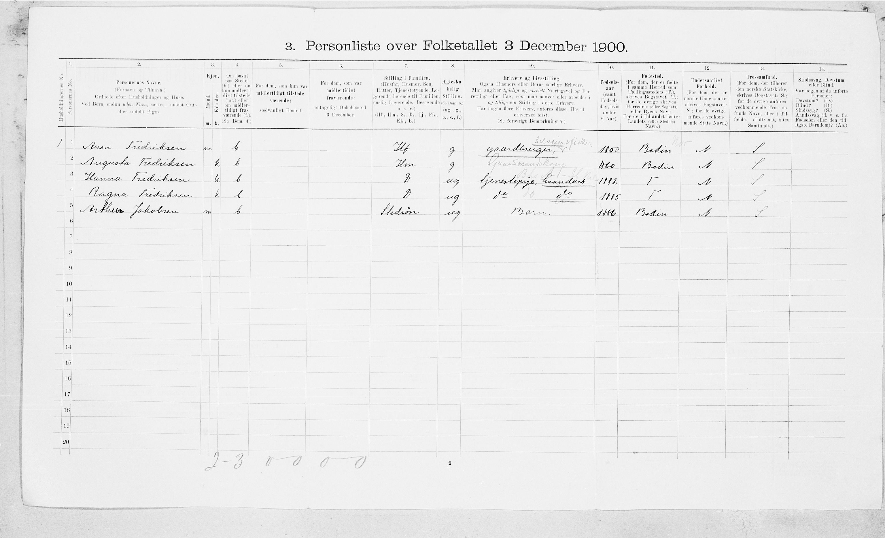 SAT, 1900 census for Nordfold-Kjerringøy, 1900, p. 25