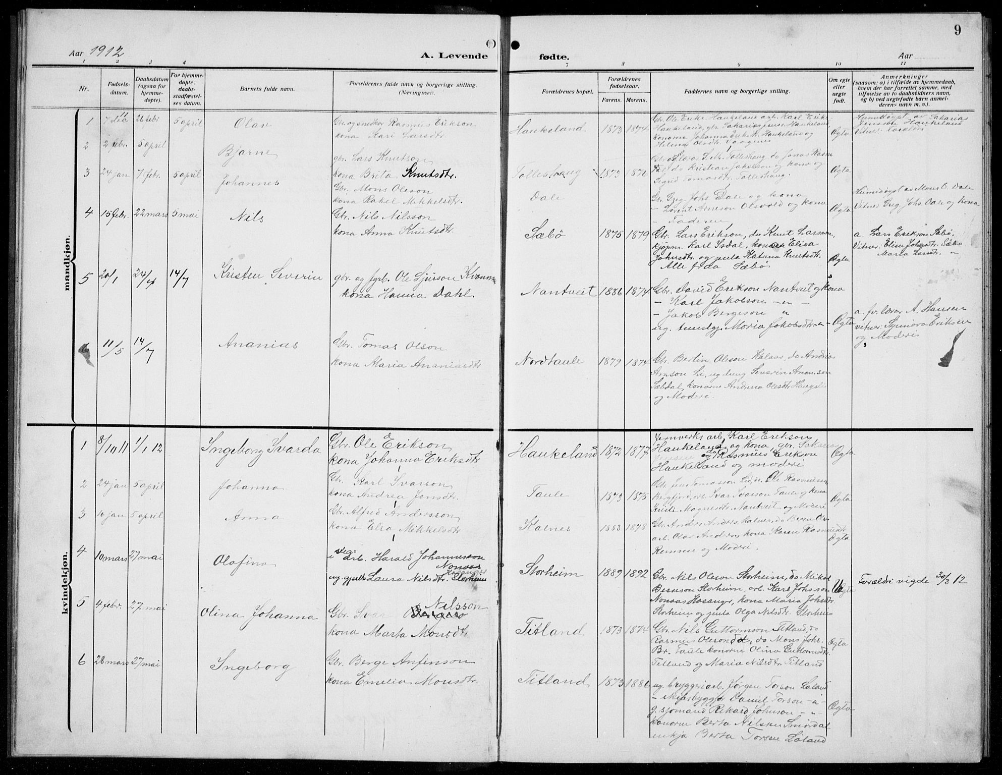 Manger sokneprestembete, AV/SAB-A-76801/H/Hab: Parish register (copy) no. D  4, 1910-1935, p. 9