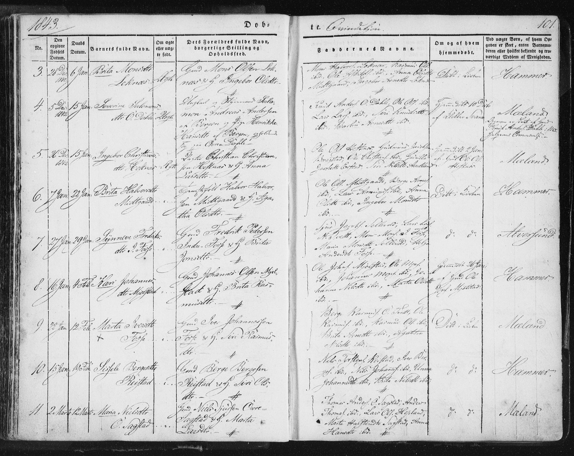 Hamre sokneprestembete, SAB/A-75501/H/Ha/Haa/Haaa/L0012: Parish register (official) no. A 12, 1834-1845, p. 101