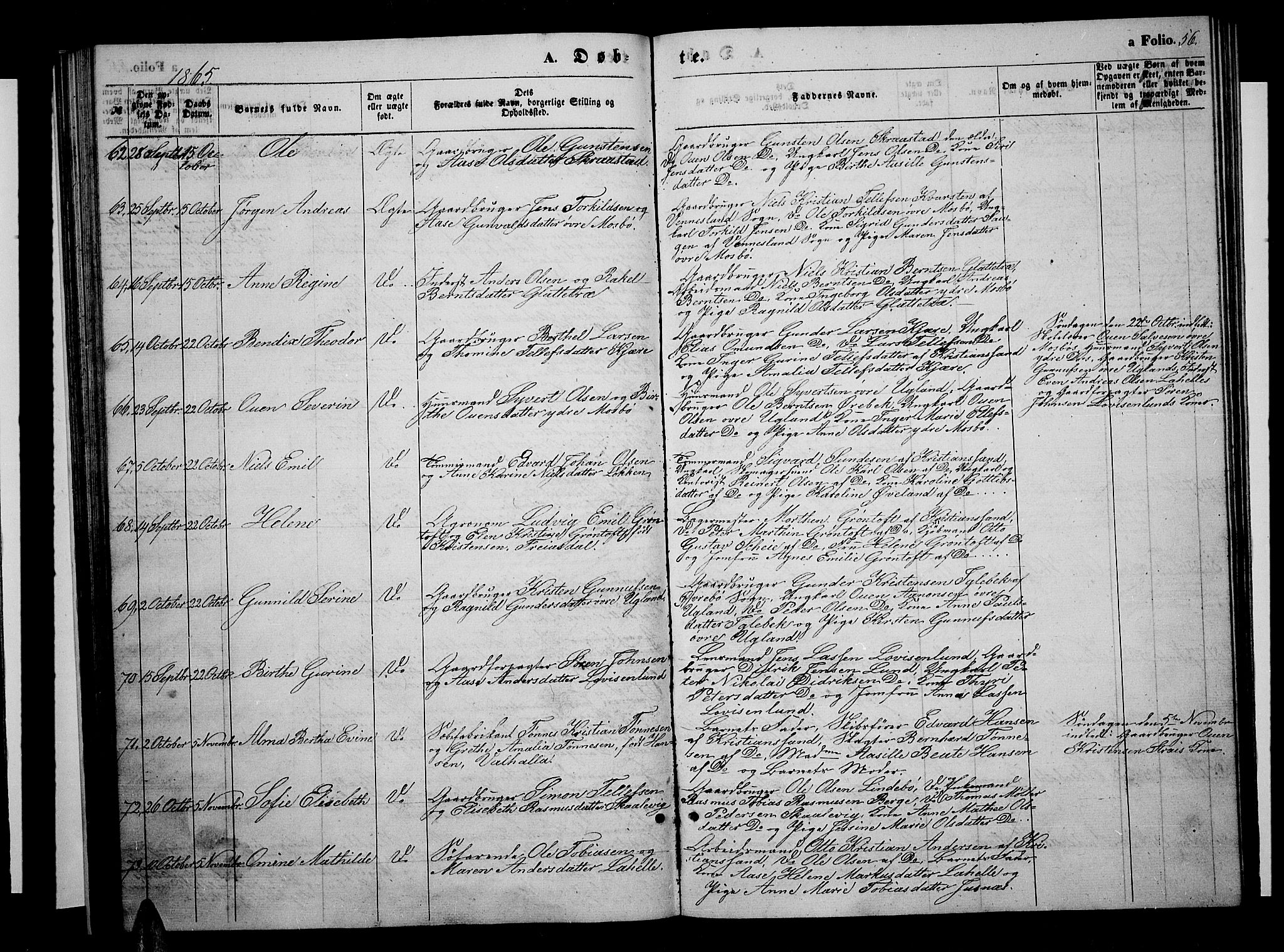 Oddernes sokneprestkontor, AV/SAK-1111-0033/F/Fb/Fba/L0006: Parish register (copy) no. B 6 /1, 1860-1869, p. 56