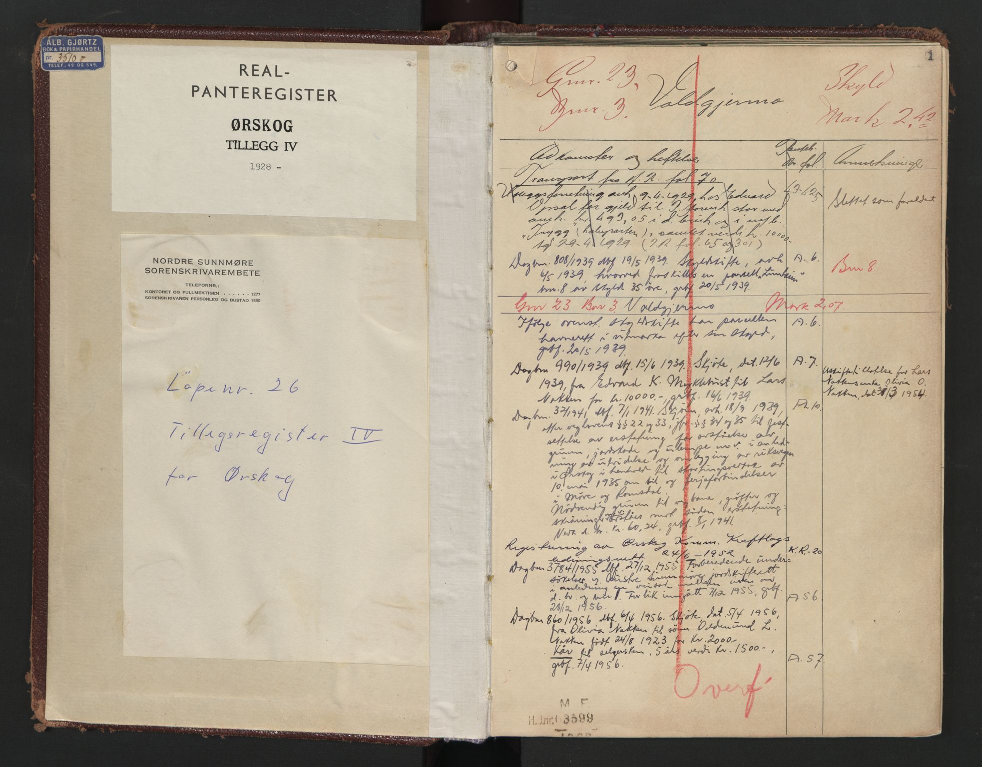 Nordre Sunnmøre sorenskriveri, AV/SAT-A-0006/1/2/2A/L0016: Mortgage register no. 16, 1928-1928, p. 1
