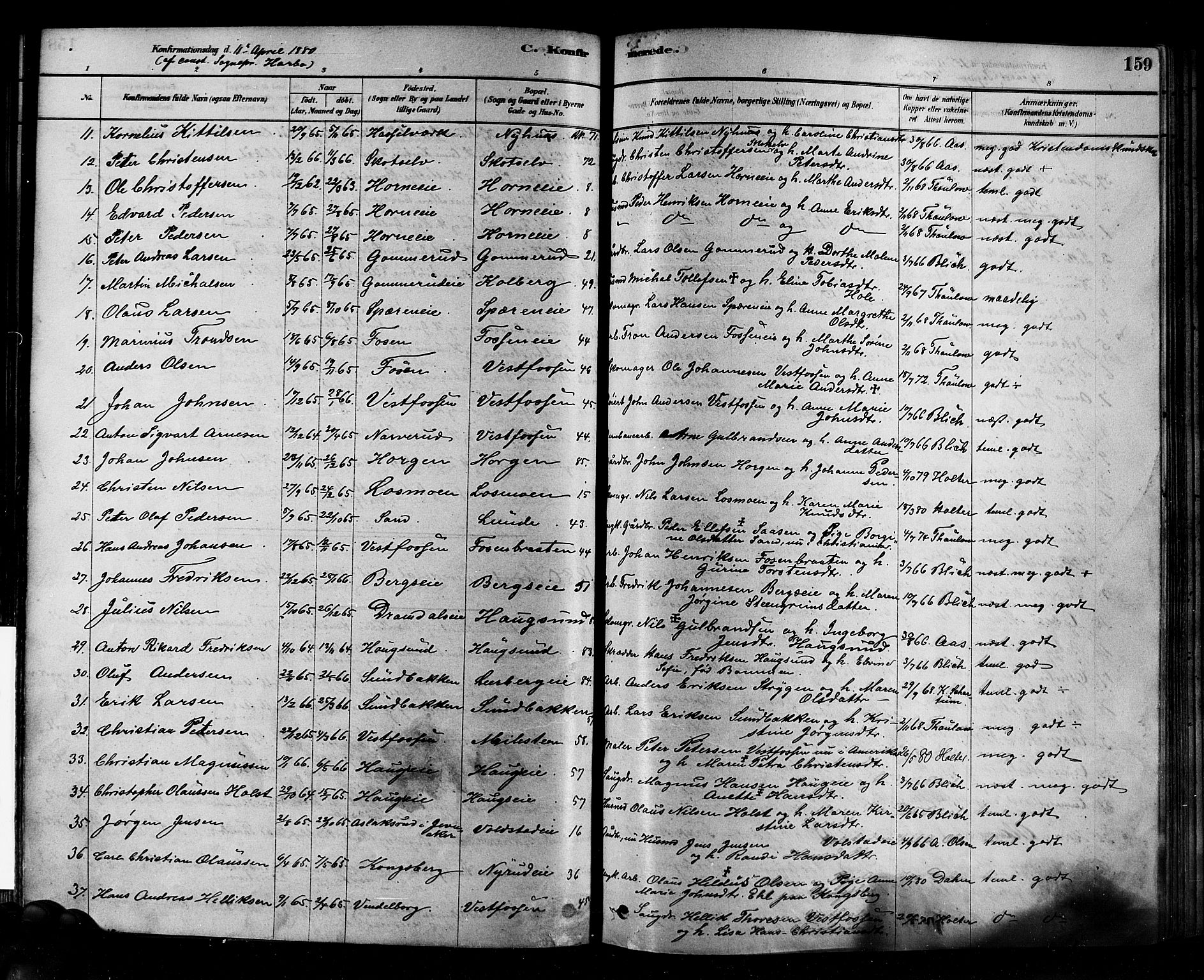 Eiker kirkebøker, AV/SAKO-A-4/F/Fb/L0001: Parish register (official) no. II 1, 1878-1888, p. 159