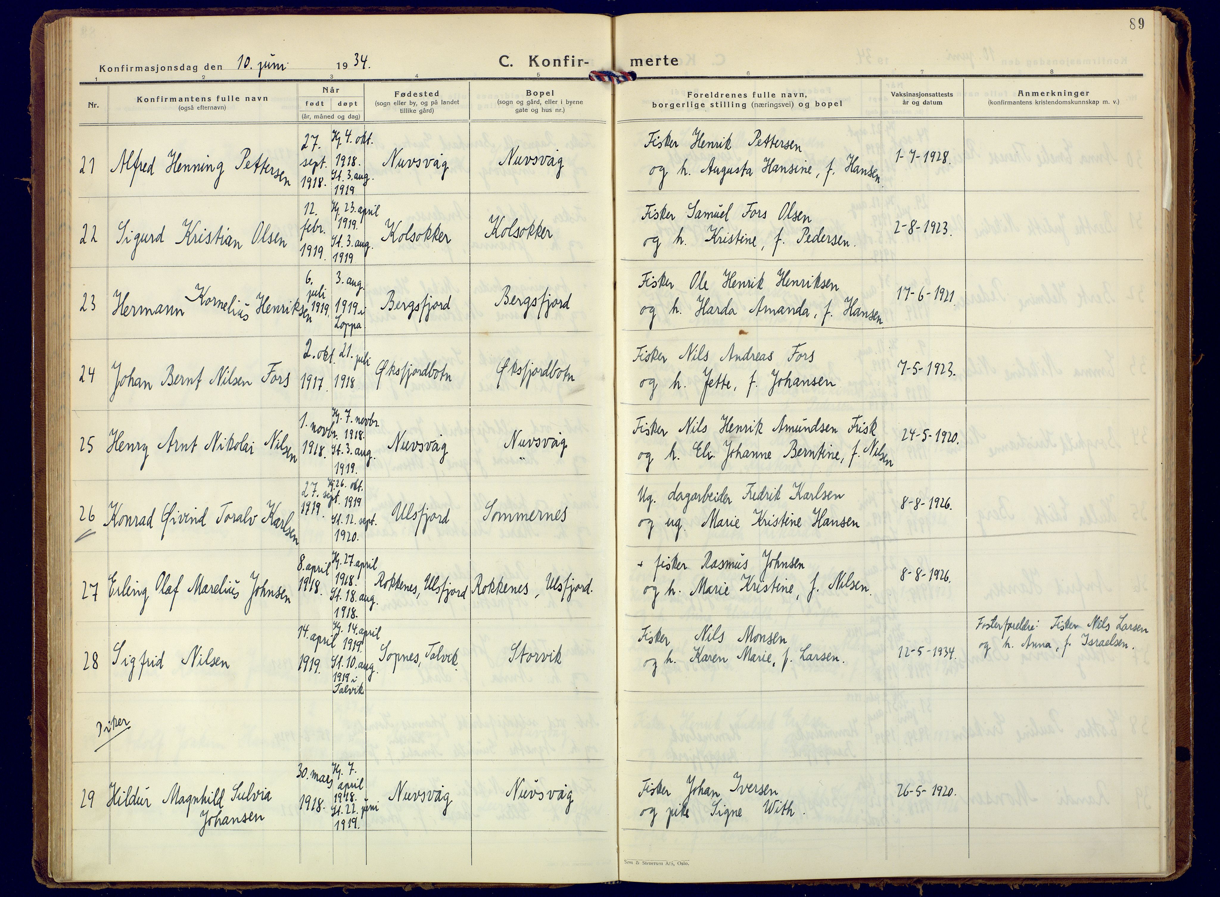 Loppa sokneprestkontor, AV/SATØ-S-1339/H/Ha/L0015kirke: Parish register (official) no. 15, 1933-1941, p. 89