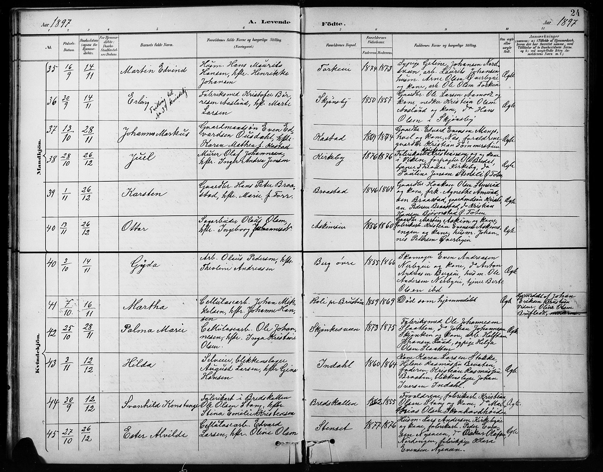 Vardal prestekontor, SAH/PREST-100/H/Ha/Hab/L0010: Parish register (copy) no. 10, 1895-1903, p. 24