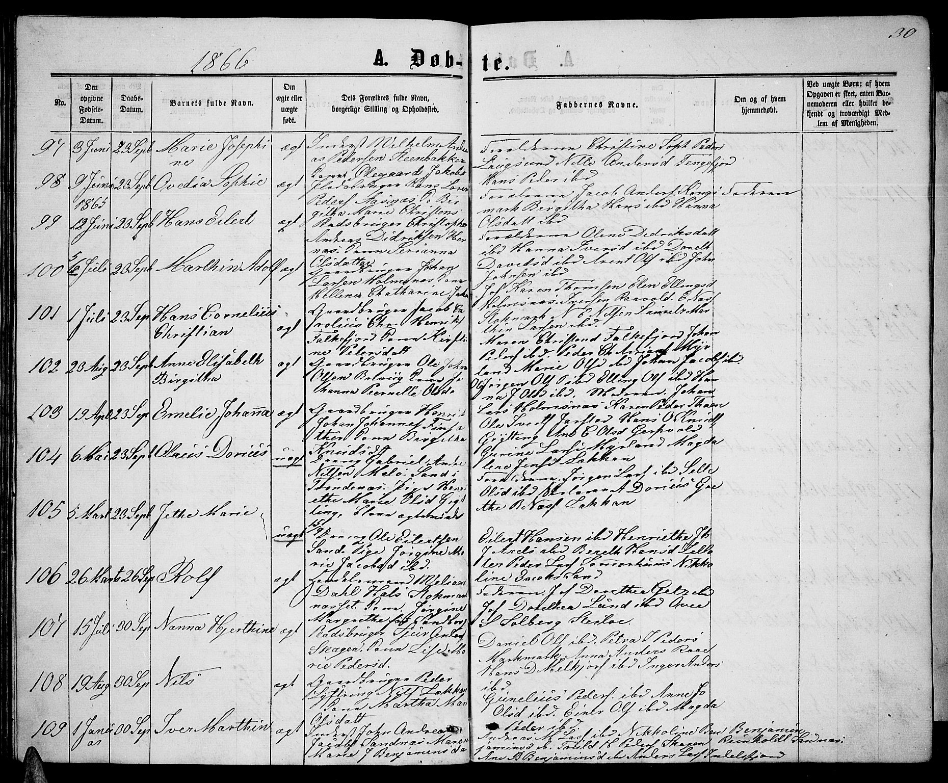 Ministerialprotokoller, klokkerbøker og fødselsregistre - Nordland, SAT/A-1459/888/L1266: Parish register (copy) no. 888C04, 1864-1877, p. 30