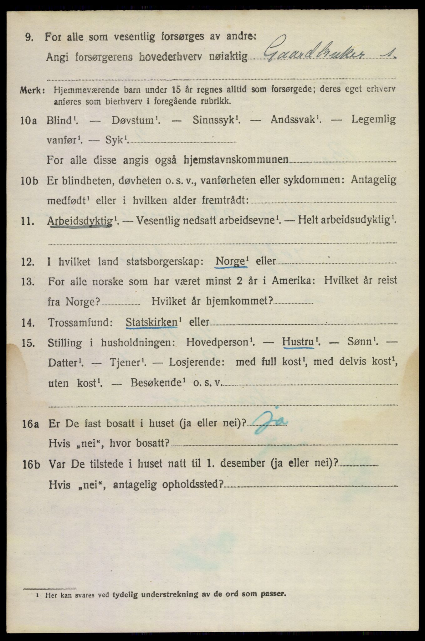 SAKO, 1920 census for Bamble, 1920, p. 6904