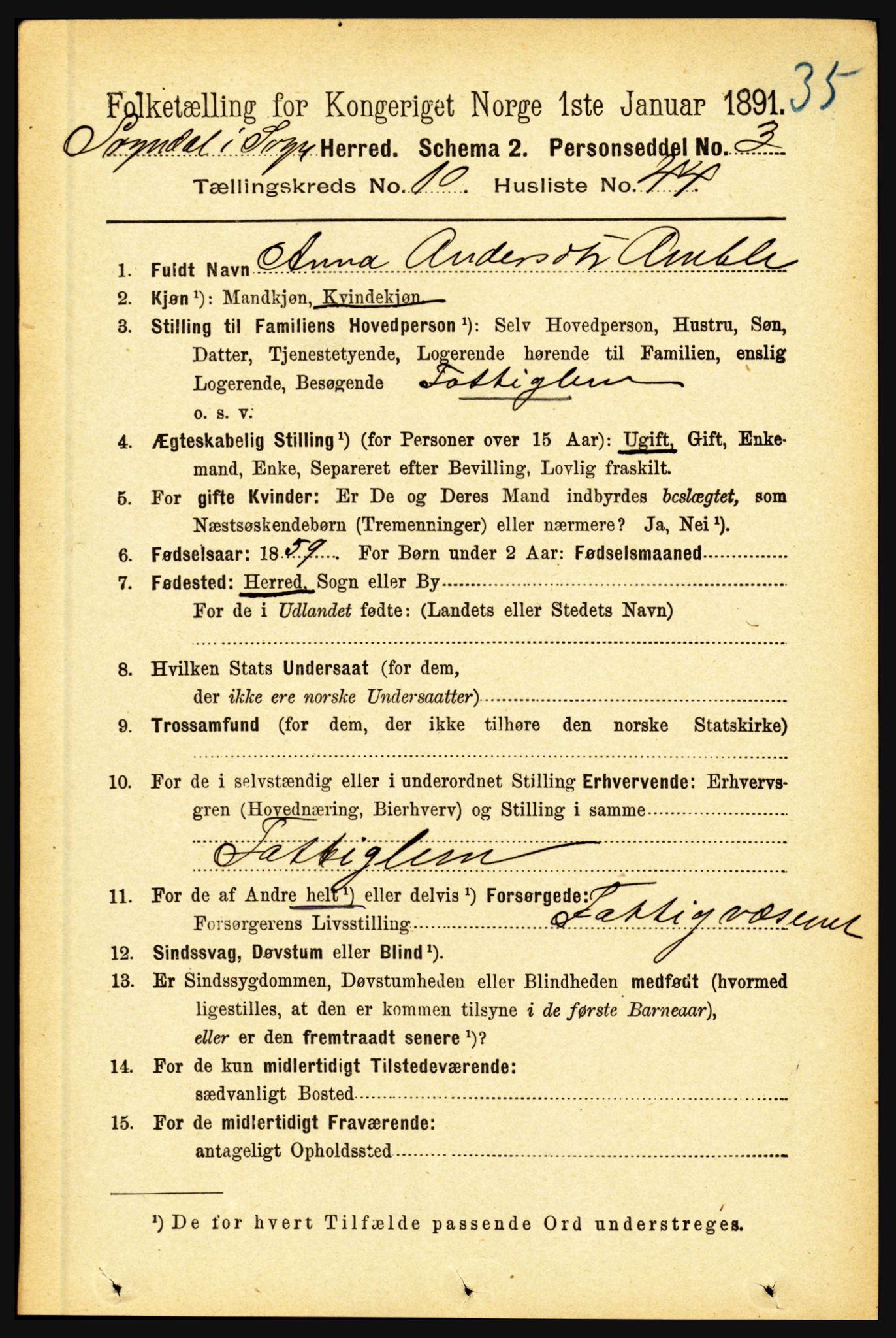 RA, 1891 census for 1420 Sogndal, 1891, p. 4218