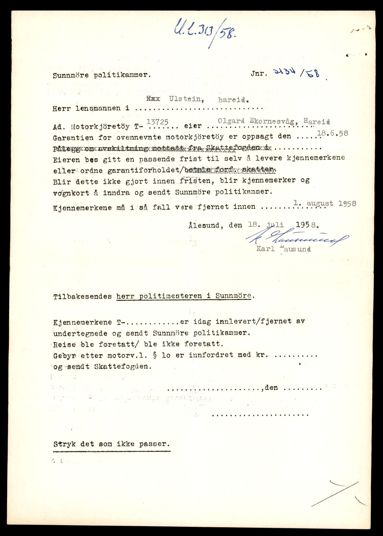 Møre og Romsdal vegkontor - Ålesund trafikkstasjon, AV/SAT-A-4099/F/Fe/L0041: Registreringskort for kjøretøy T 13710 - T 13905, 1927-1998, p. 245