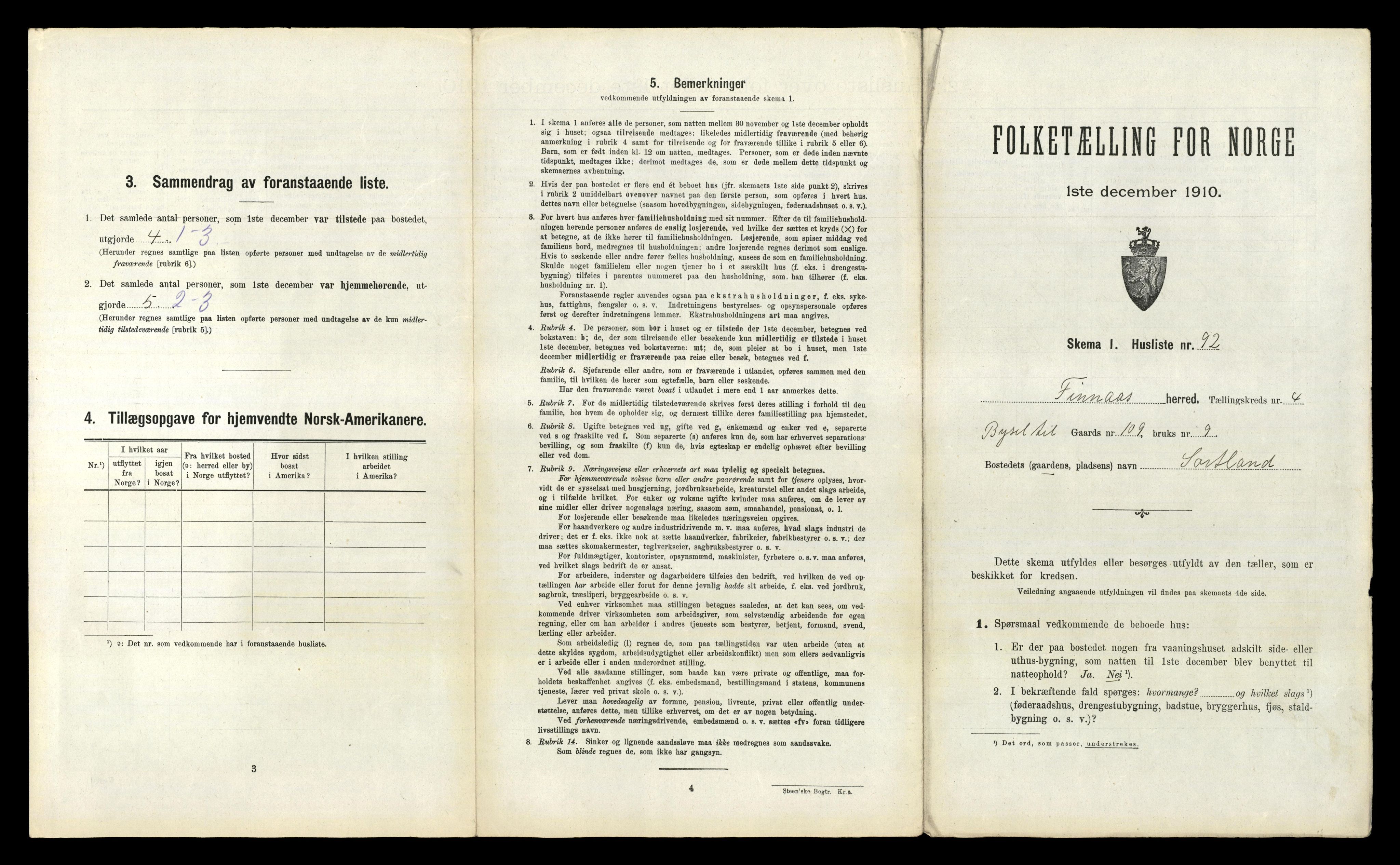 RA, 1910 census for Finnås, 1910, p. 492