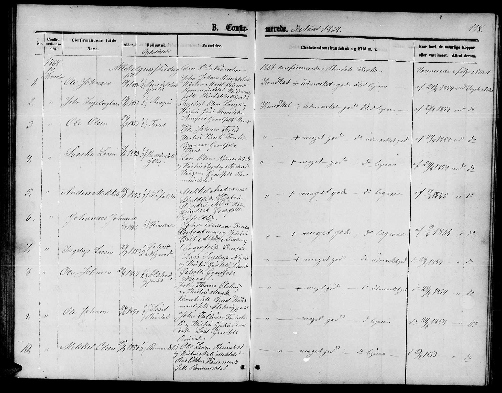 Ministerialprotokoller, klokkerbøker og fødselsregistre - Møre og Romsdal, AV/SAT-A-1454/598/L1076: Parish register (copy) no. 598C01, 1867-1878, p. 118