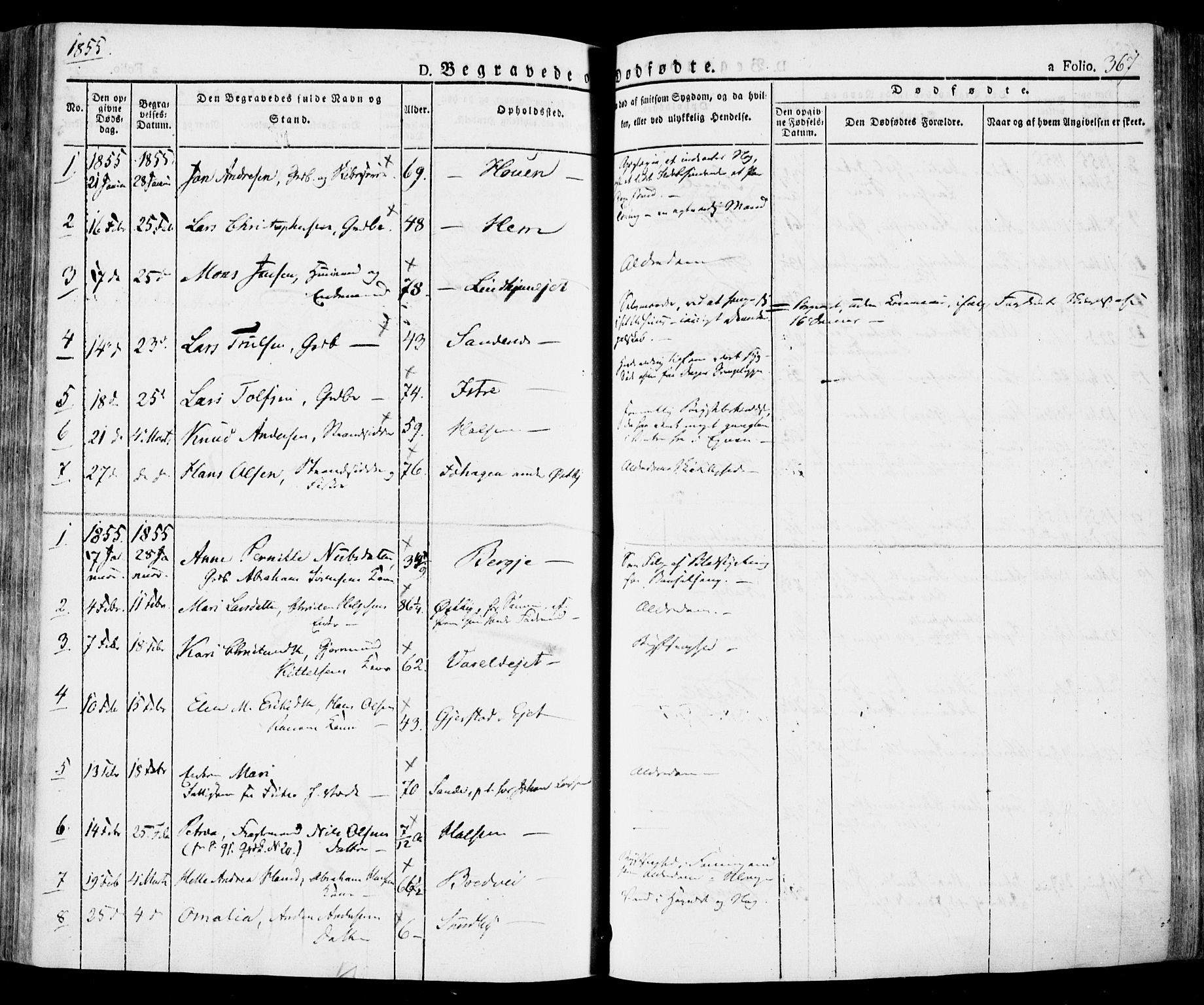 Tjølling kirkebøker, SAKO/A-60/F/Fa/L0006: Parish register (official) no. 6, 1835-1859, p. 367