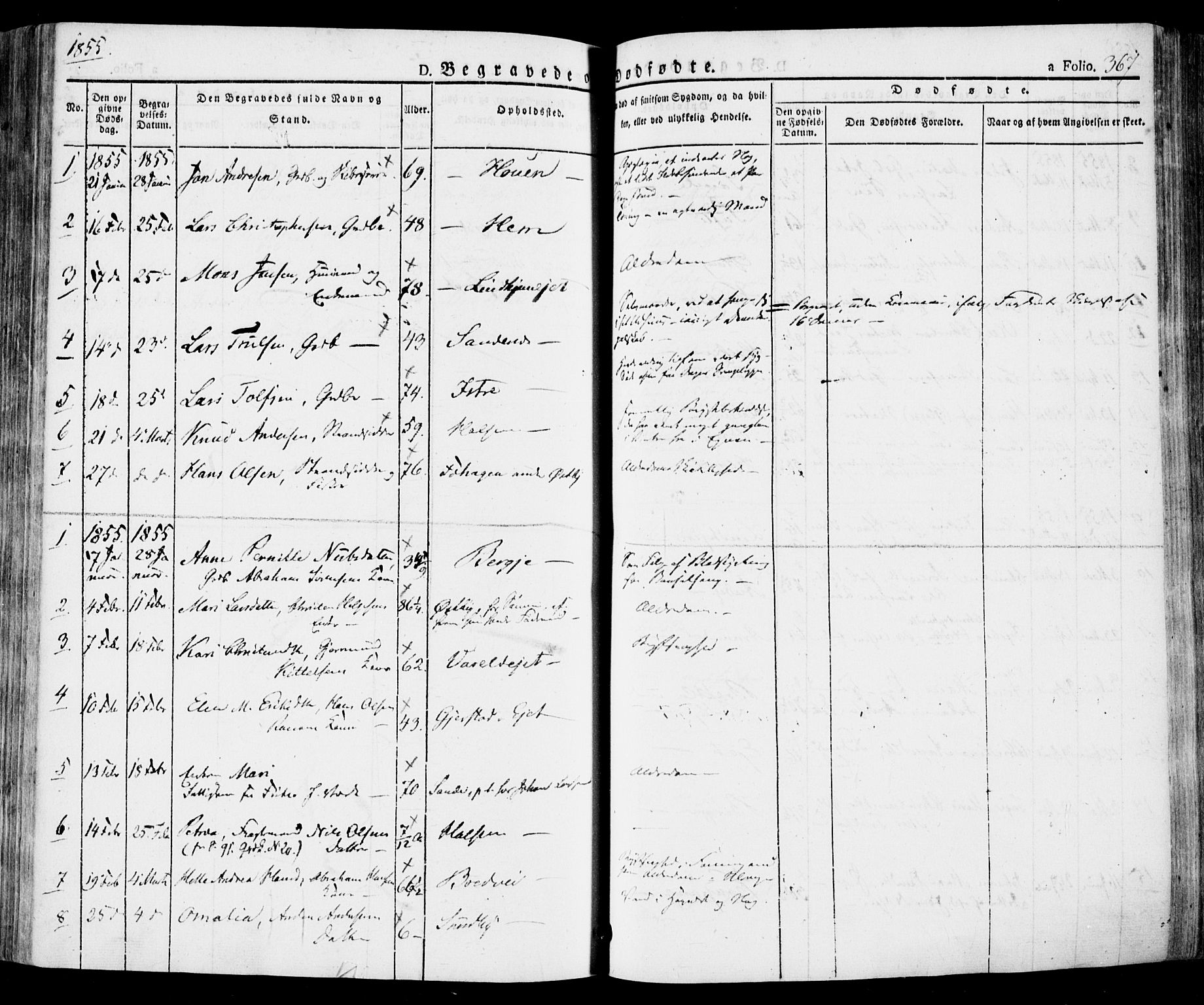Tjølling kirkebøker, AV/SAKO-A-60/F/Fa/L0006: Parish register (official) no. 6, 1835-1859, p. 367