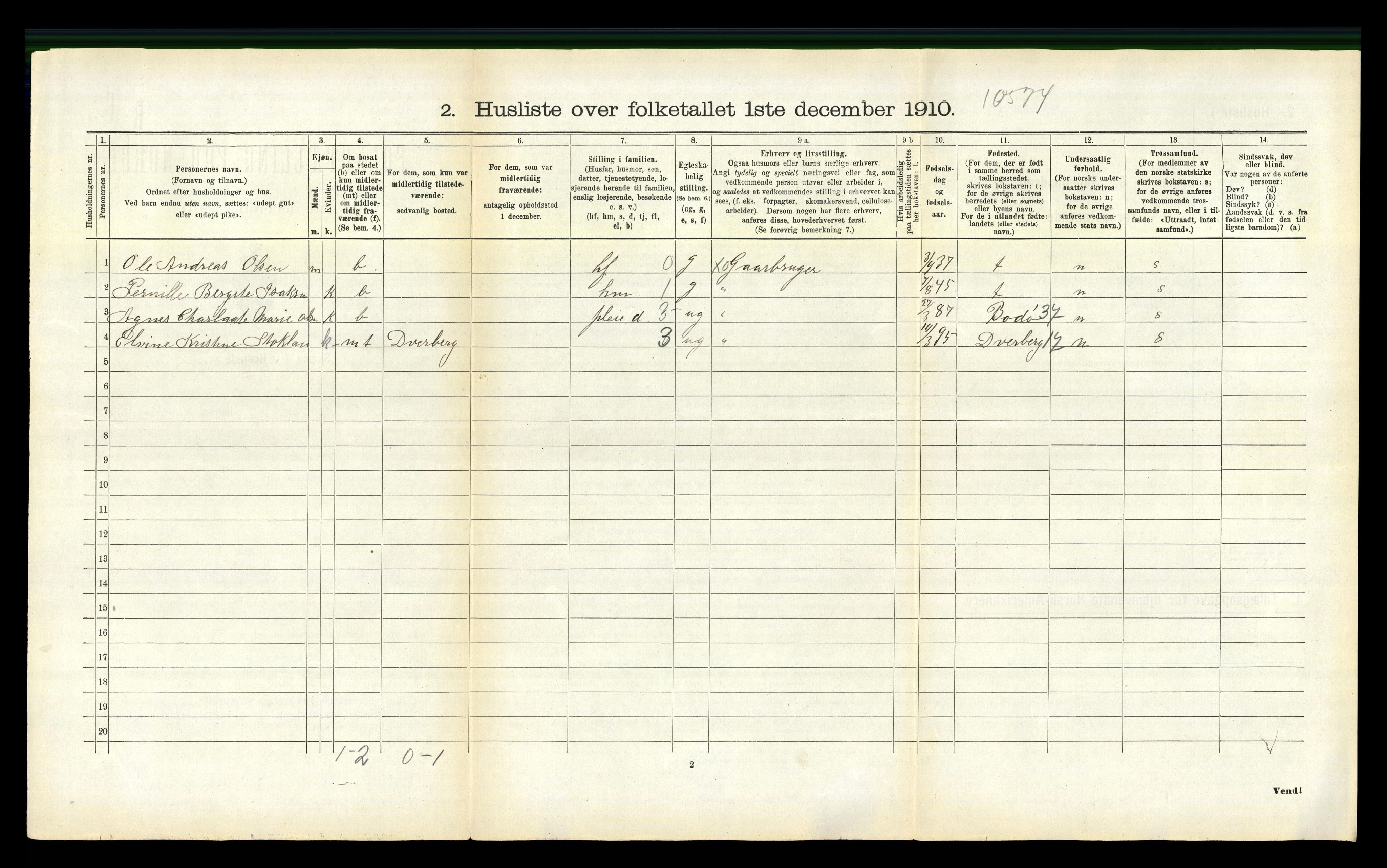 RA, 1910 census for Fauske, 1910, p. 1461