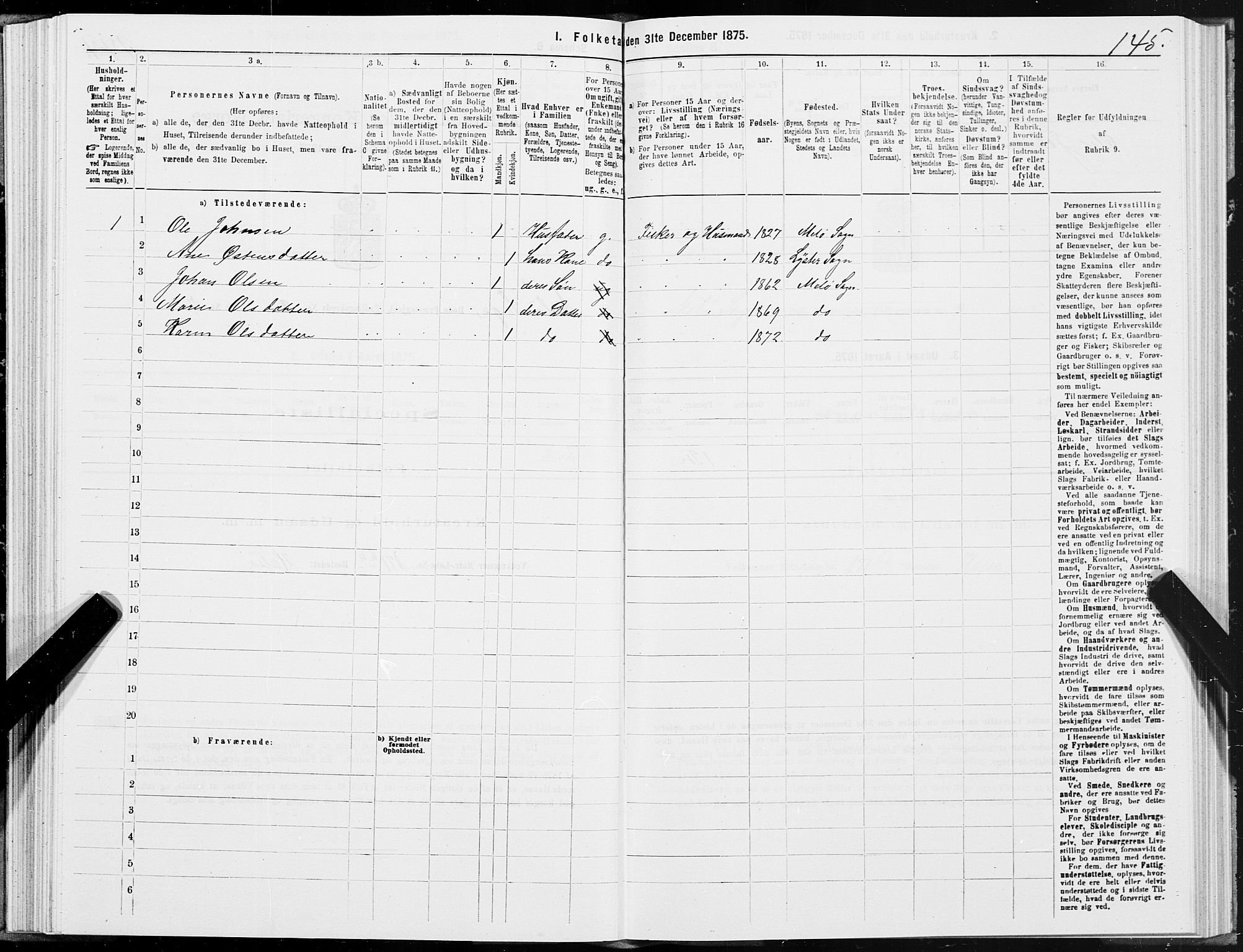 SAT, 1875 census for 1836P Rødøy, 1875, p. 4145