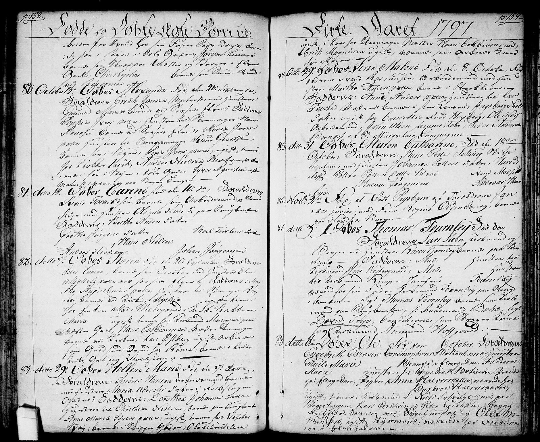 Halden prestekontor Kirkebøker, SAO/A-10909/F/Fa/L0002: Parish register (official) no. I 2, 1792-1812, p. 158-159