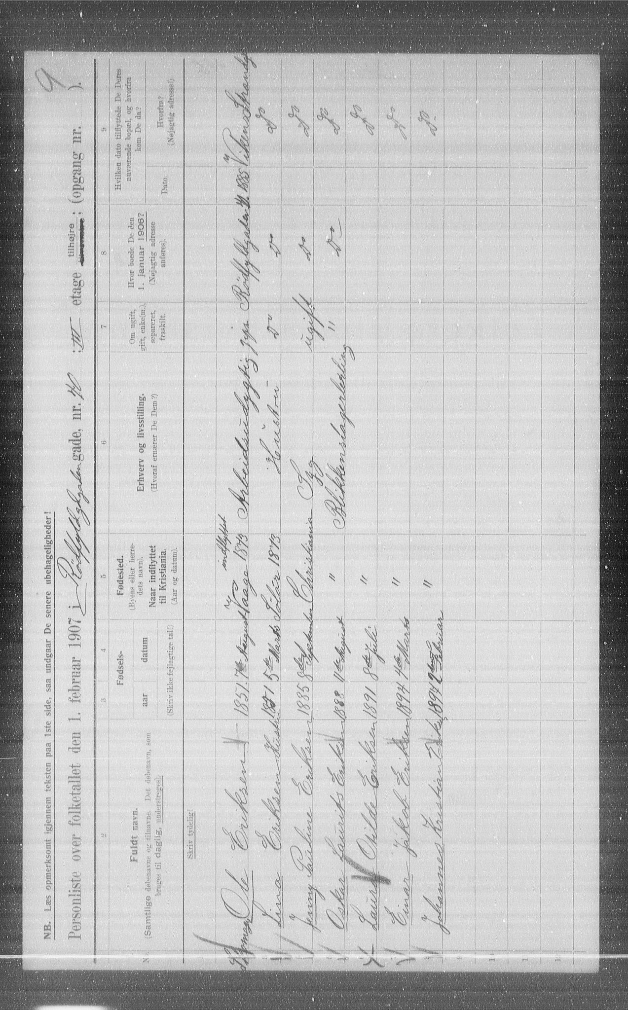 OBA, Municipal Census 1907 for Kristiania, 1907, p. 43981