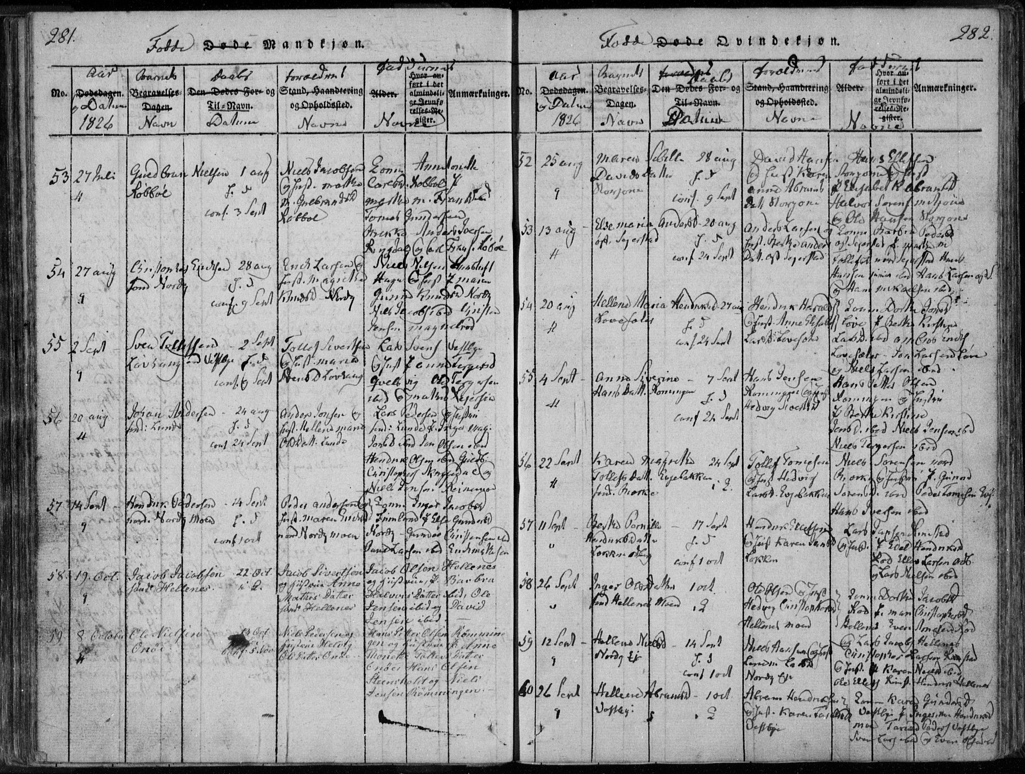 Hedrum kirkebøker, AV/SAKO-A-344/F/Fa/L0004: Parish register (official) no. I 4, 1817-1835, p. 281-282