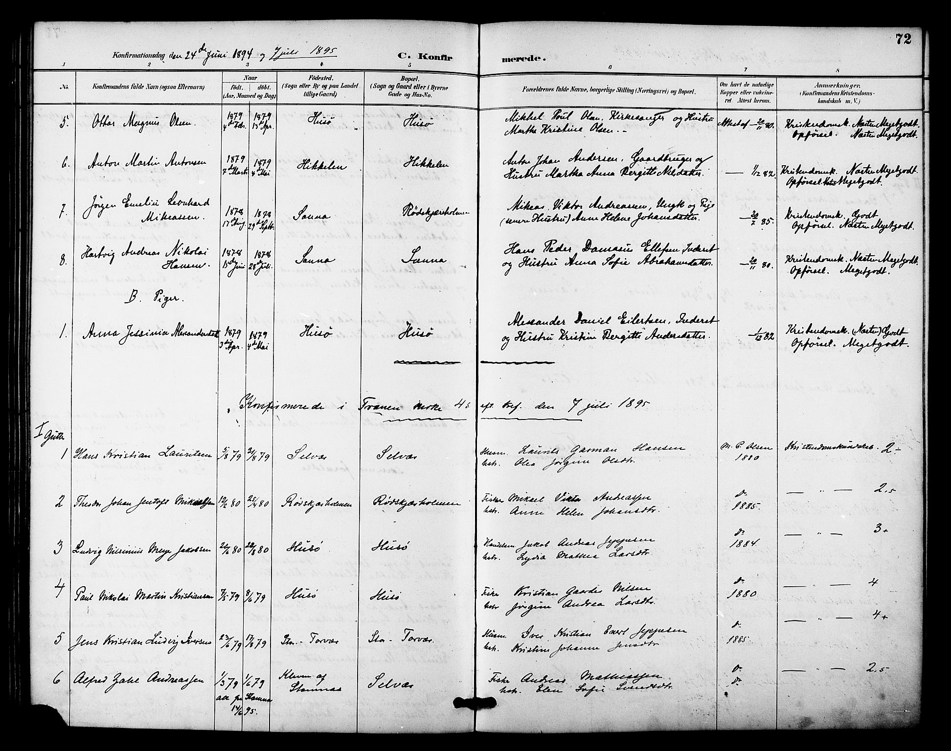 Ministerialprotokoller, klokkerbøker og fødselsregistre - Nordland, SAT/A-1459/840/L0580: Parish register (official) no. 840A02, 1887-1909, p. 72