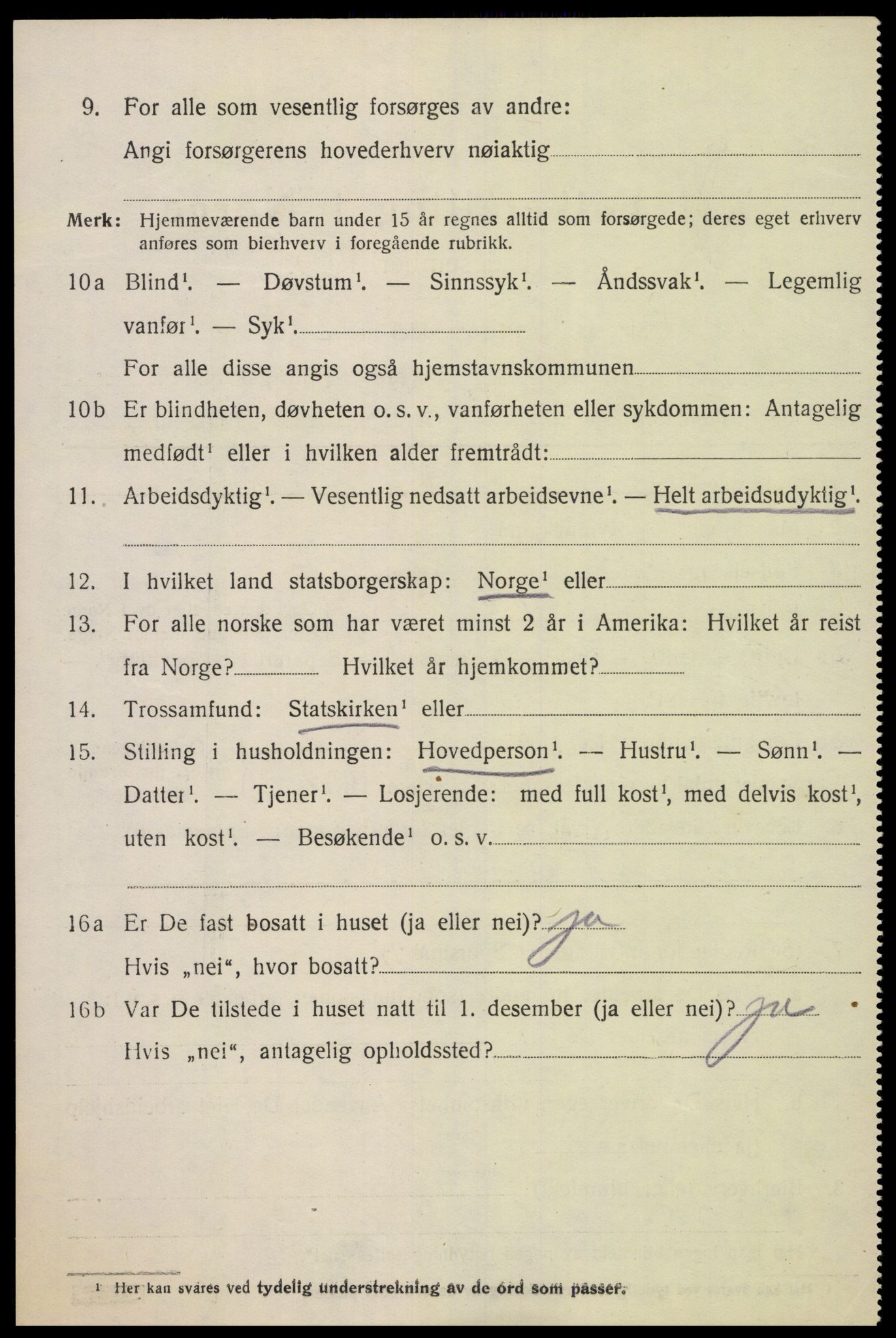 SAK, 1920 census for Oddernes, 1920, p. 10572