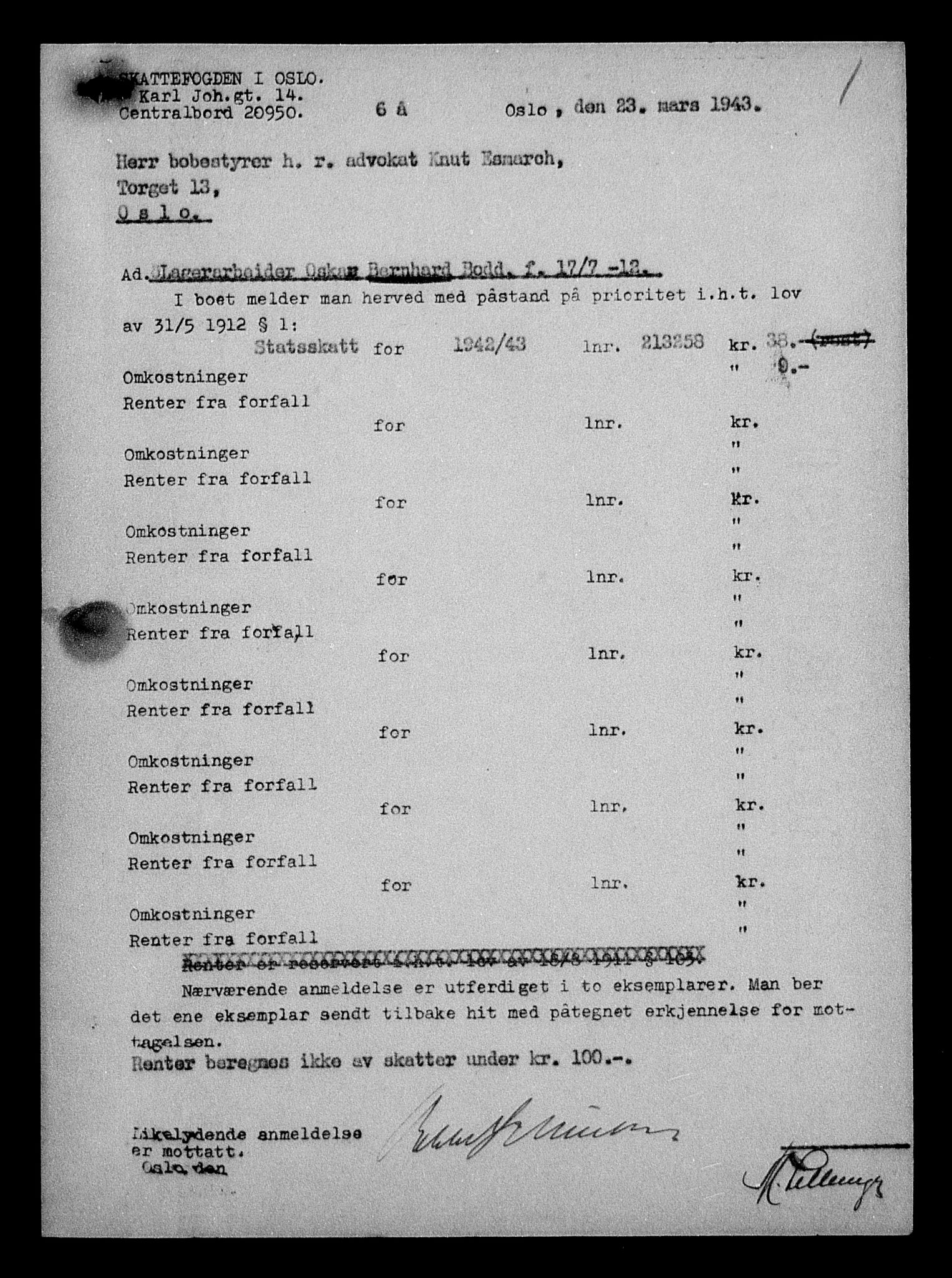 Justisdepartementet, Tilbakeføringskontoret for inndratte formuer, AV/RA-S-1564/H/Hc/Hcc/L0927: --, 1945-1947, p. 112