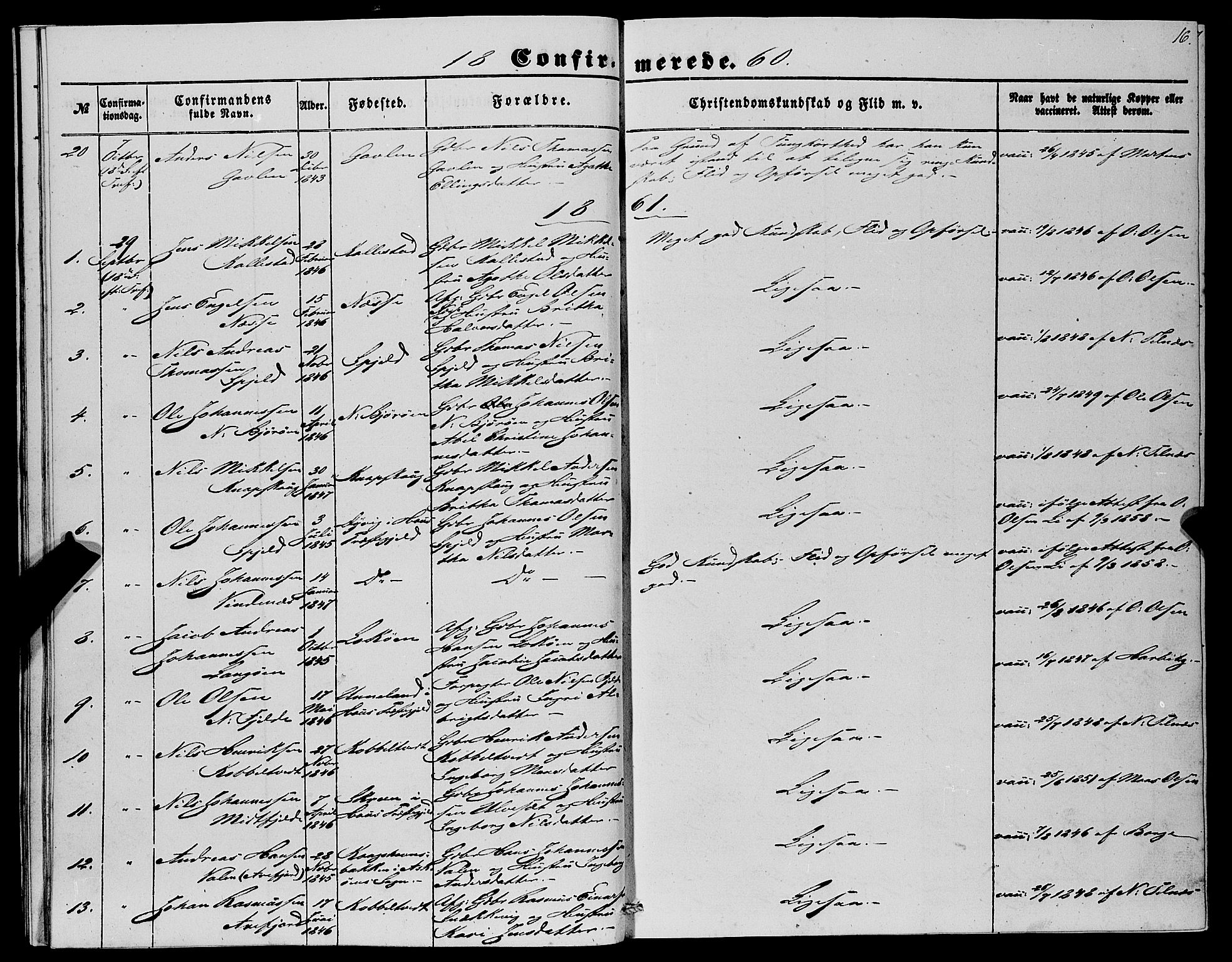 Fjell sokneprestembete, SAB/A-75301/H/Haa: Parish register (official) no. A 4, 1851-1870, p. 16