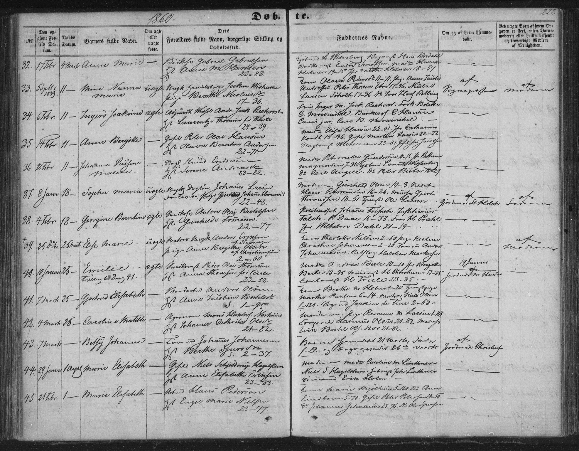 Korskirken sokneprestembete, AV/SAB-A-76101/H/Haa/L0018: Parish register (official) no. B 4, 1857-1866, p. 222