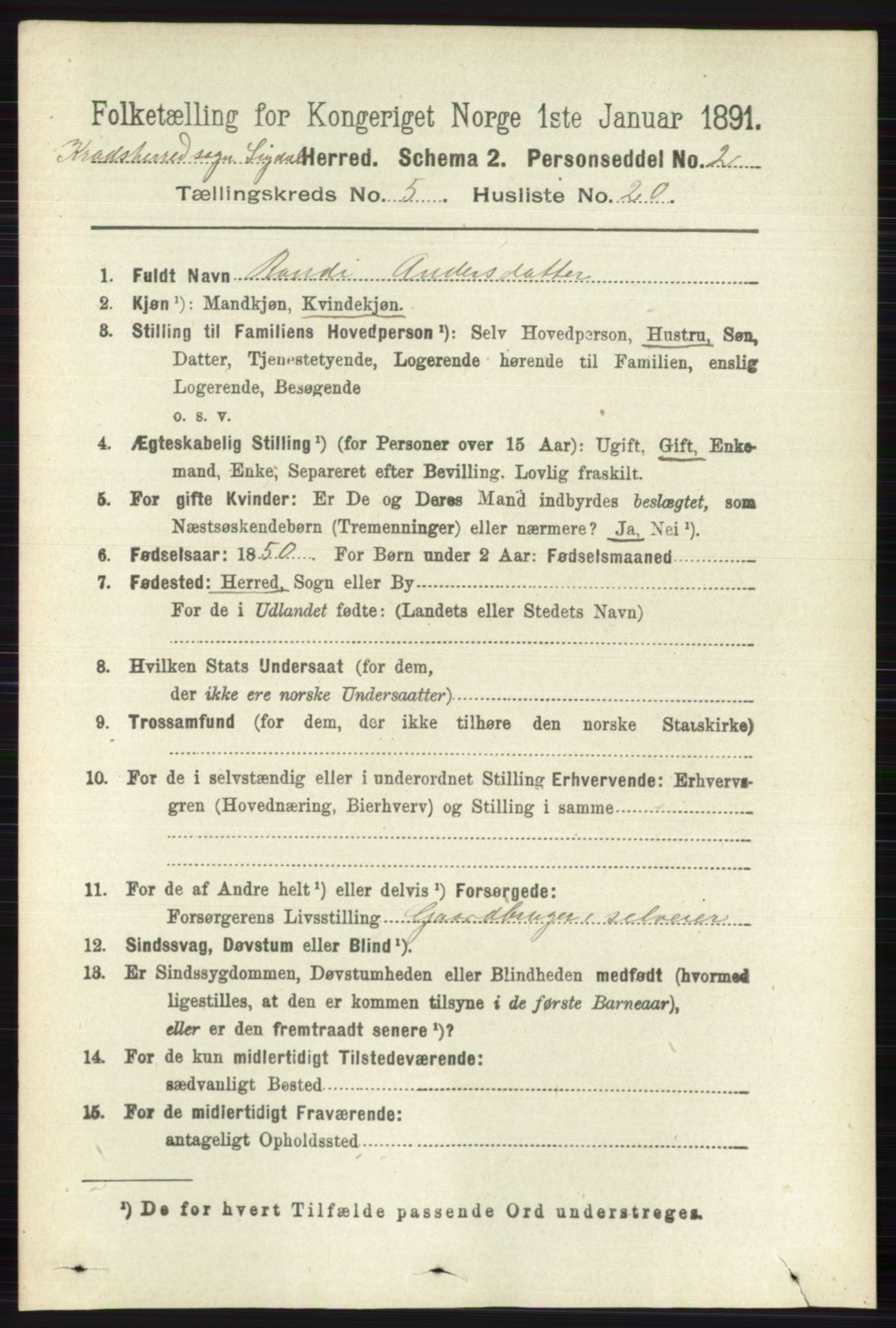 RA, 1891 census for 0621 Sigdal, 1891, p. 6426