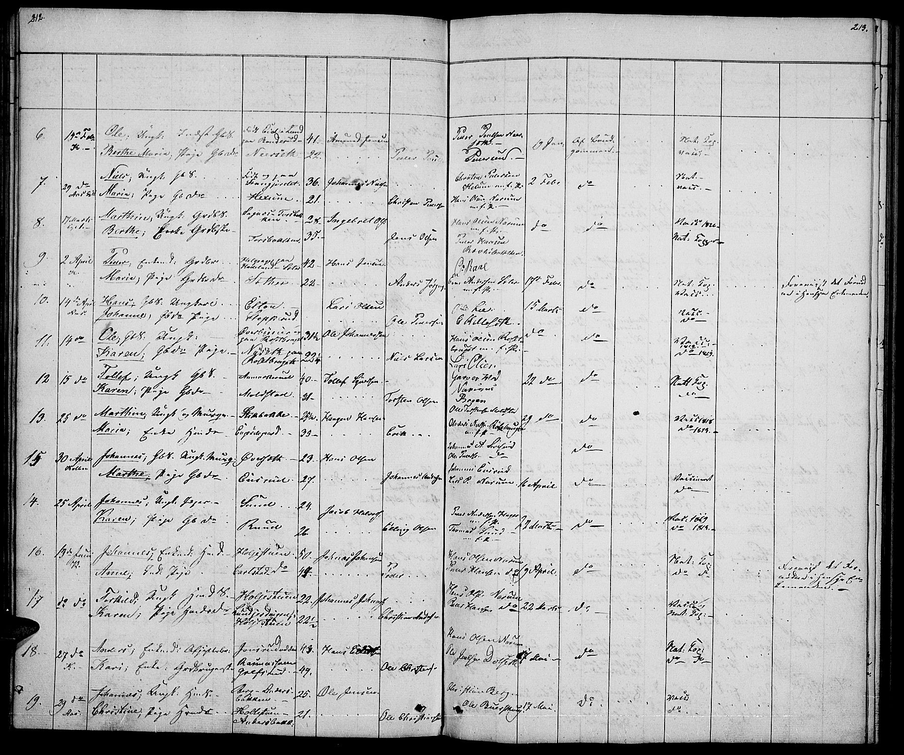 Vestre Toten prestekontor, SAH/PREST-108/H/Ha/Hab/L0002: Parish register (copy) no. 2, 1836-1848, p. 212-213
