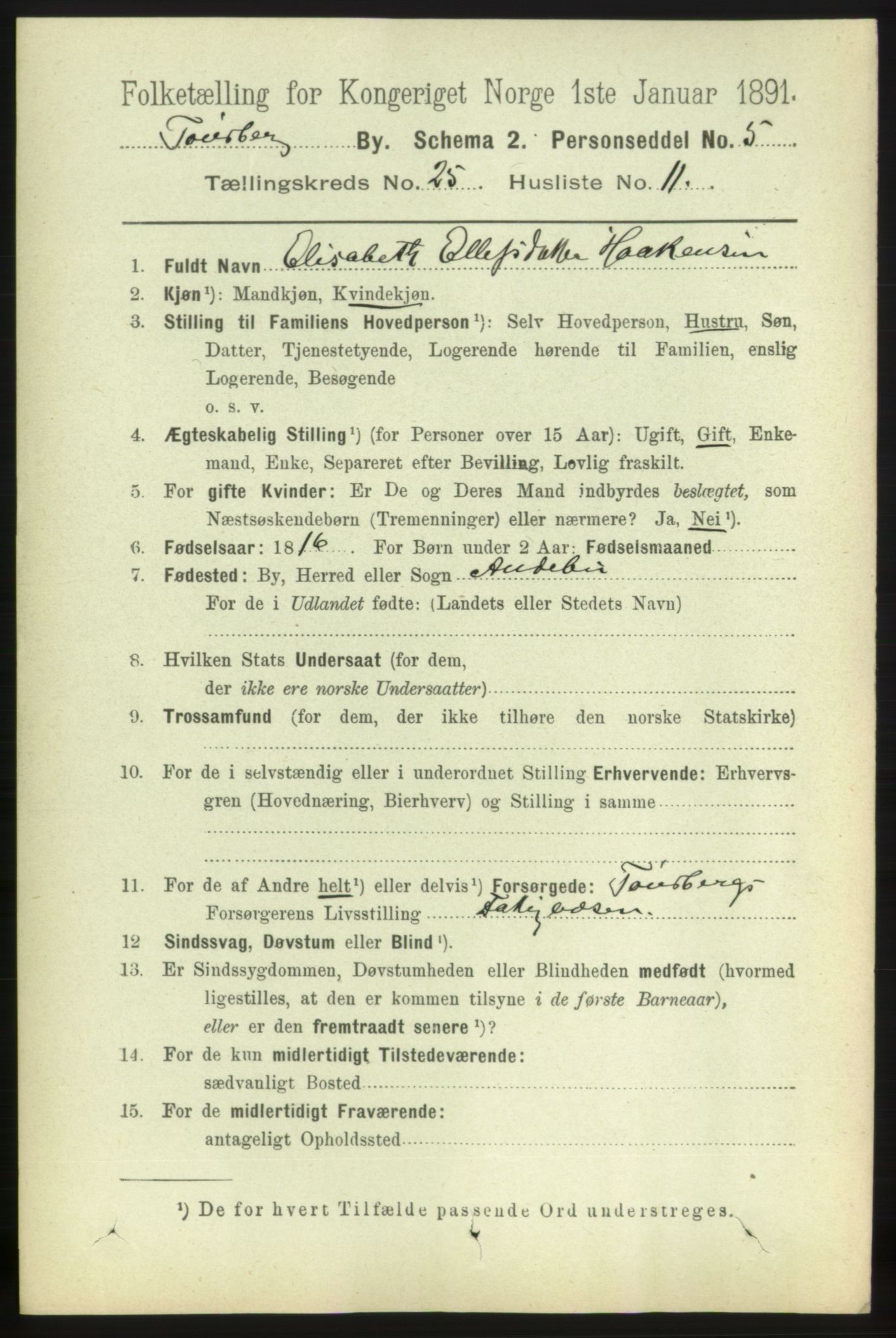 RA, 1891 census for 0705 Tønsberg, 1891, p. 6635