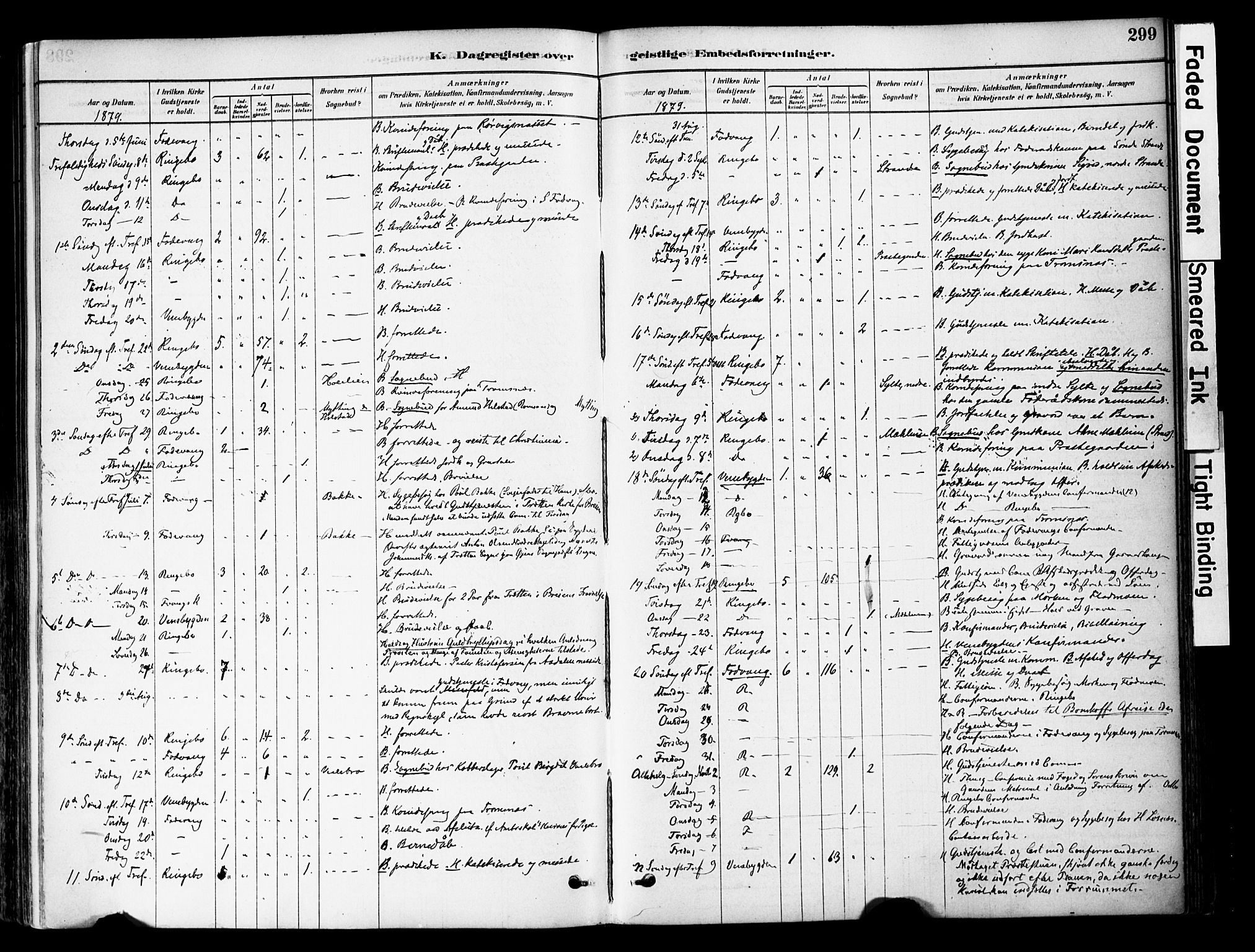 Ringebu prestekontor, AV/SAH-PREST-082/H/Ha/Haa/L0008: Parish register (official) no. 8, 1878-1898, p. 299