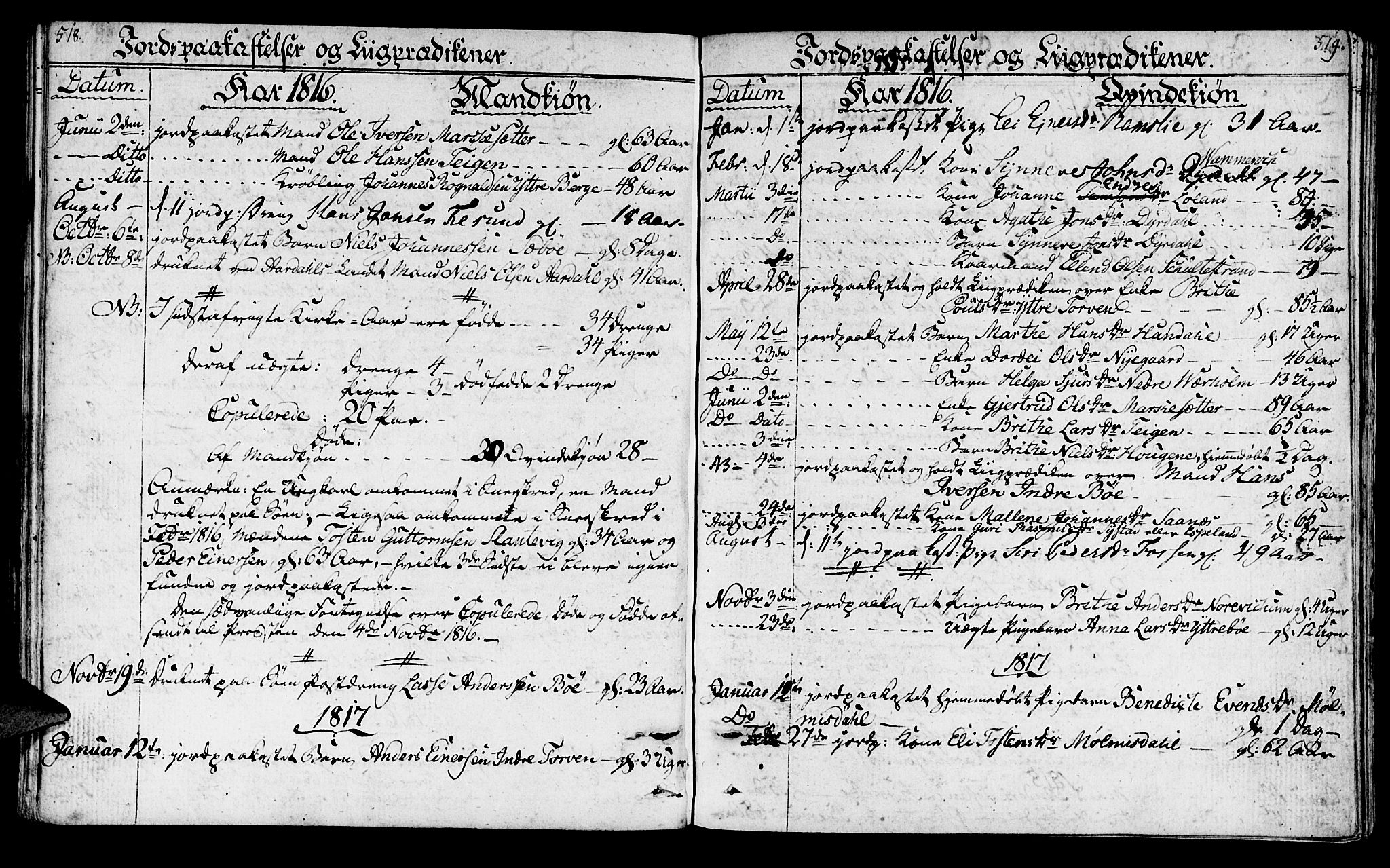 Lavik sokneprestembete, SAB/A-80901: Parish register (official) no. A 1, 1809-1822, p. 518-519