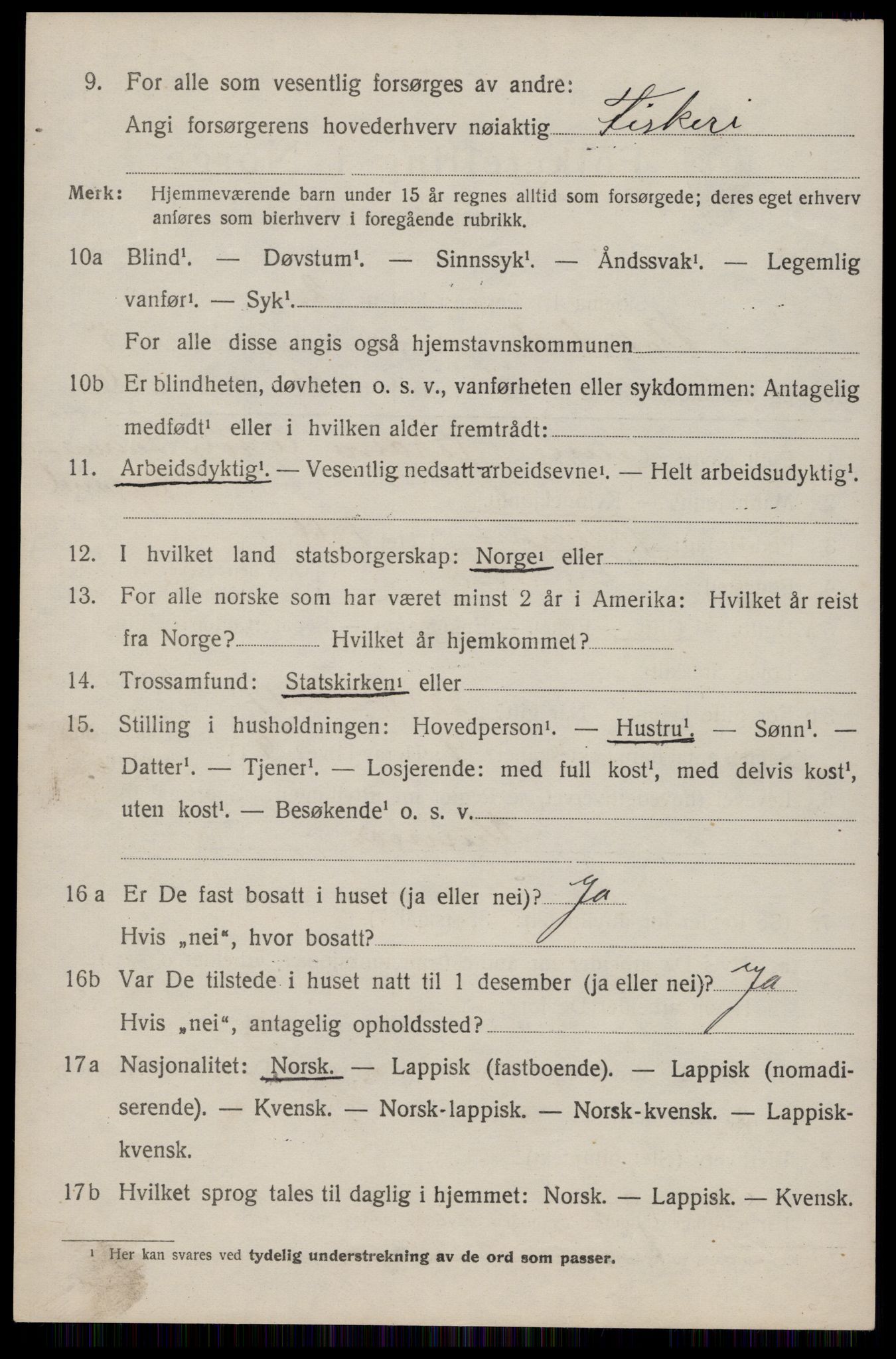 SAT, 1920 census for Flakstad, 1920, p. 3484