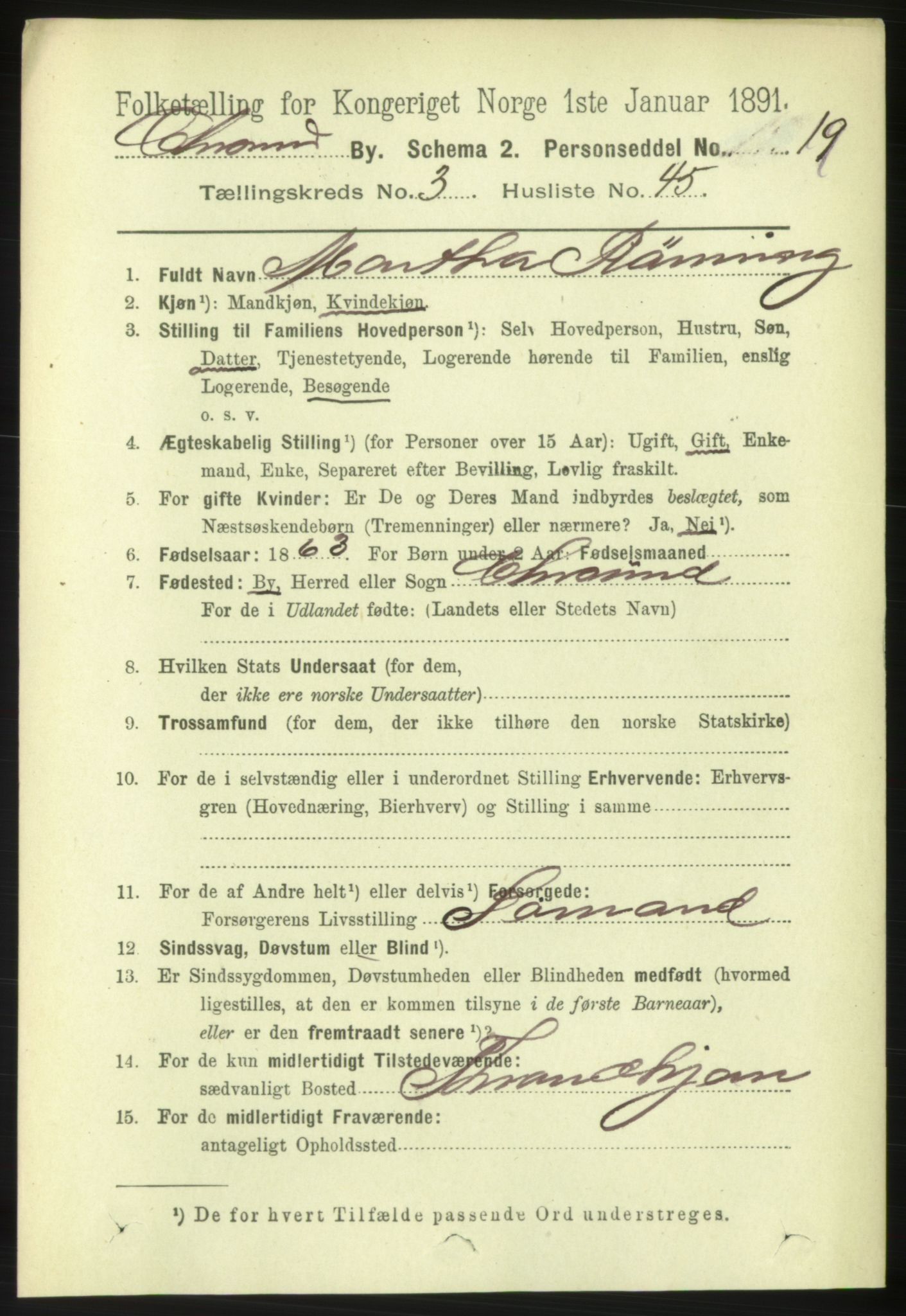 RA, 1891 census for 1503 Kristiansund, 1891, p. 3306