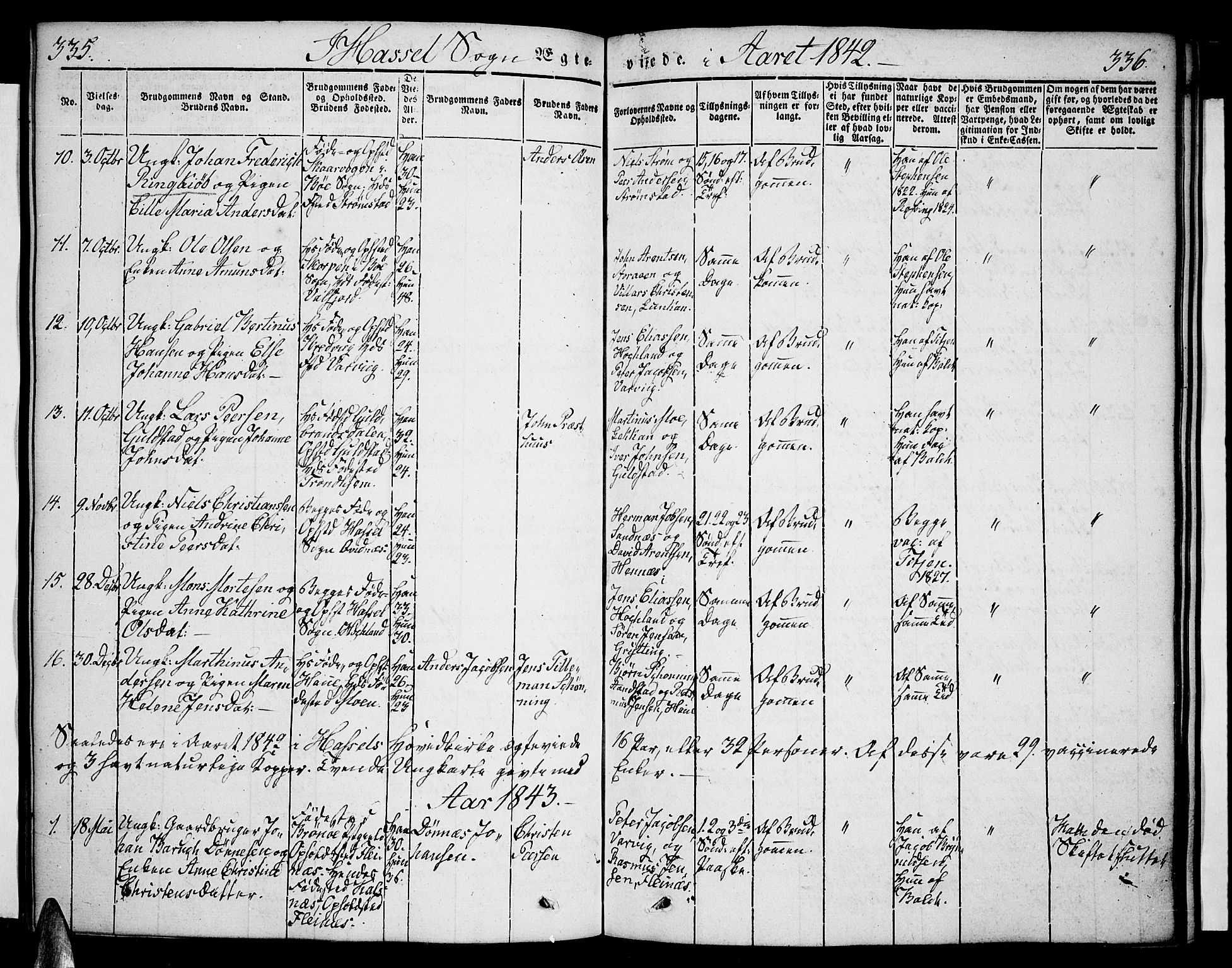 Ministerialprotokoller, klokkerbøker og fødselsregistre - Nordland, AV/SAT-A-1459/888/L1239: Parish register (official) no. 888A06 /1, 1837-1849, p. 335-336