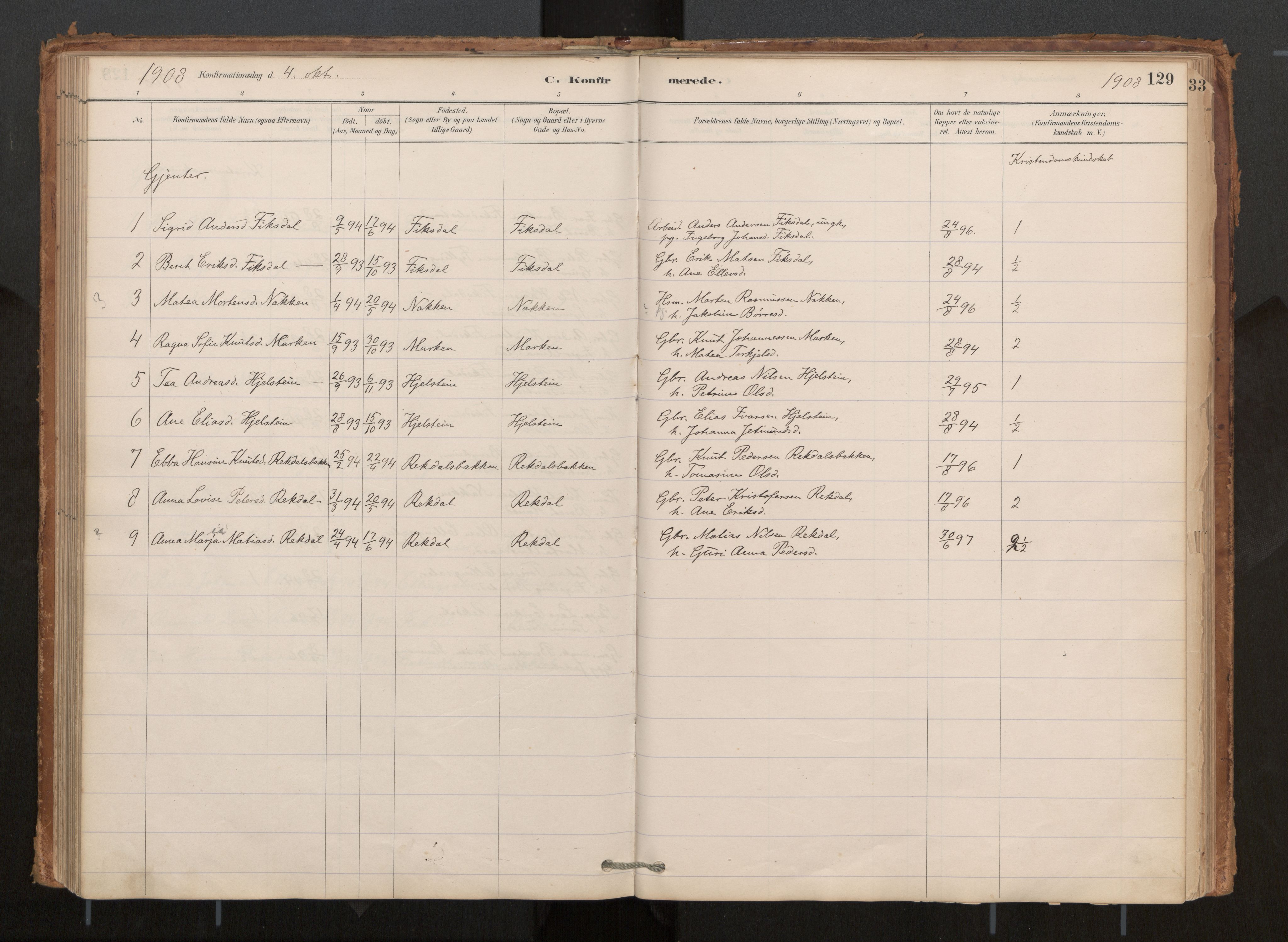 Ministerialprotokoller, klokkerbøker og fødselsregistre - Møre og Romsdal, AV/SAT-A-1454/540/L0540a: Parish register (official) no. 540A02, 1884-1908, p. 129