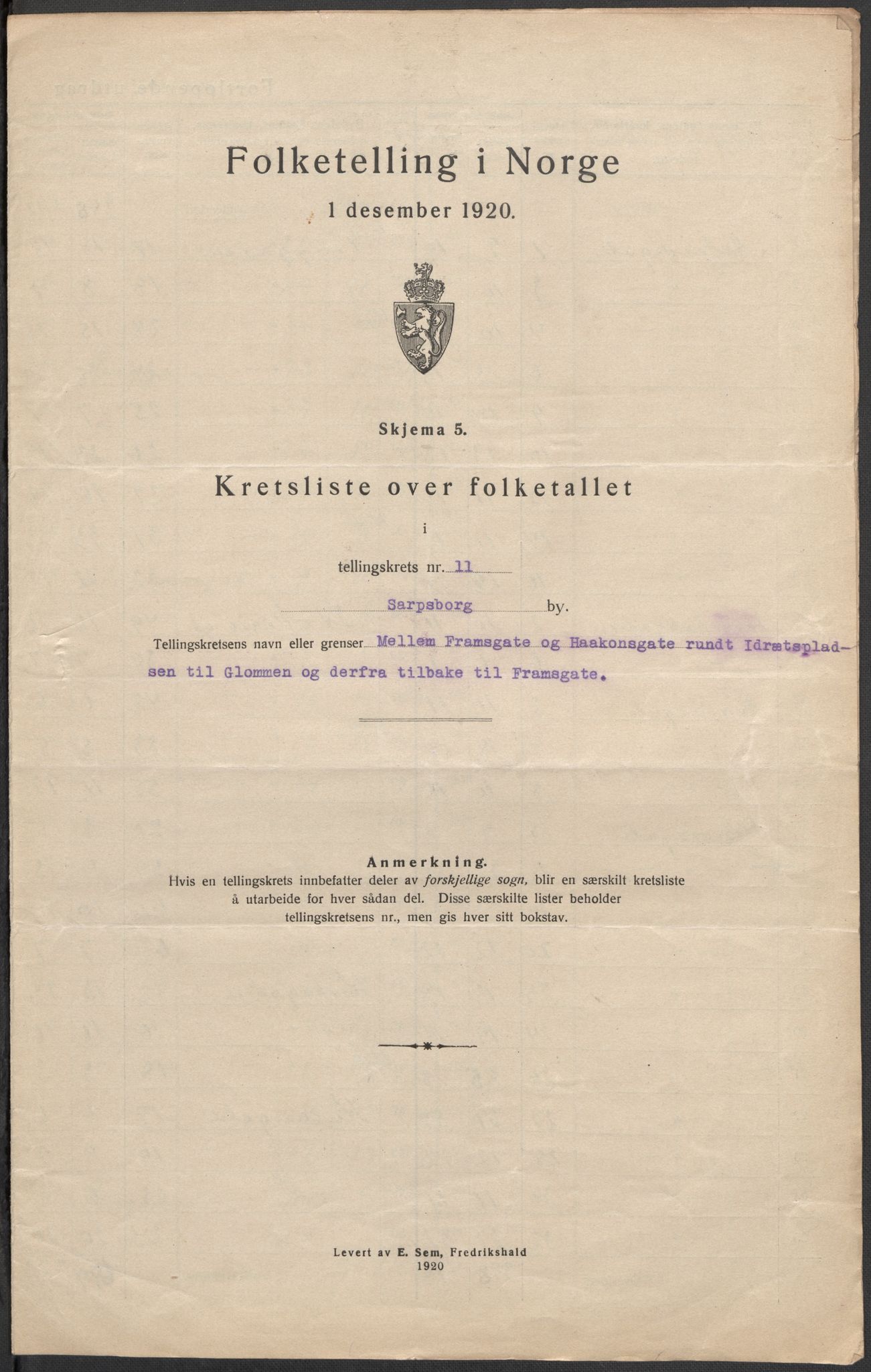 SAO, 1920 census for Sarpsborg, 1920, p. 34