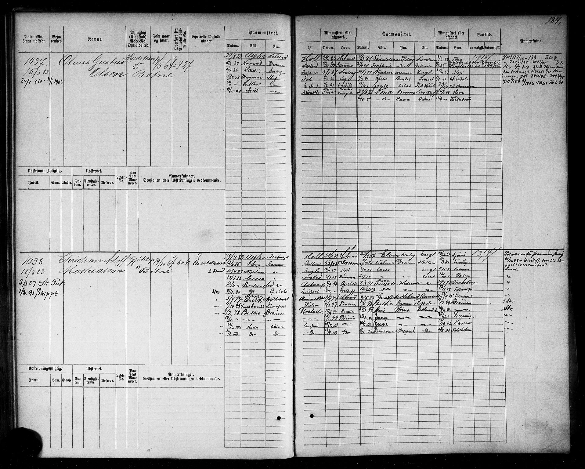 Holmestrand innrulleringskontor, AV/SAKO-A-1151/F/Fc/L0004: Hovedrulle, 1872-1913, p. 223