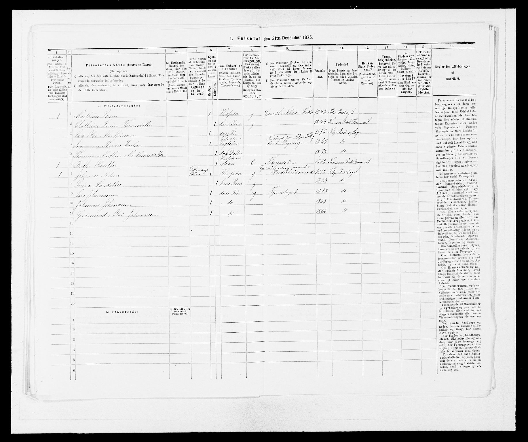 SAB, 1875 census for 1222P Fitjar, 1875, p. 440