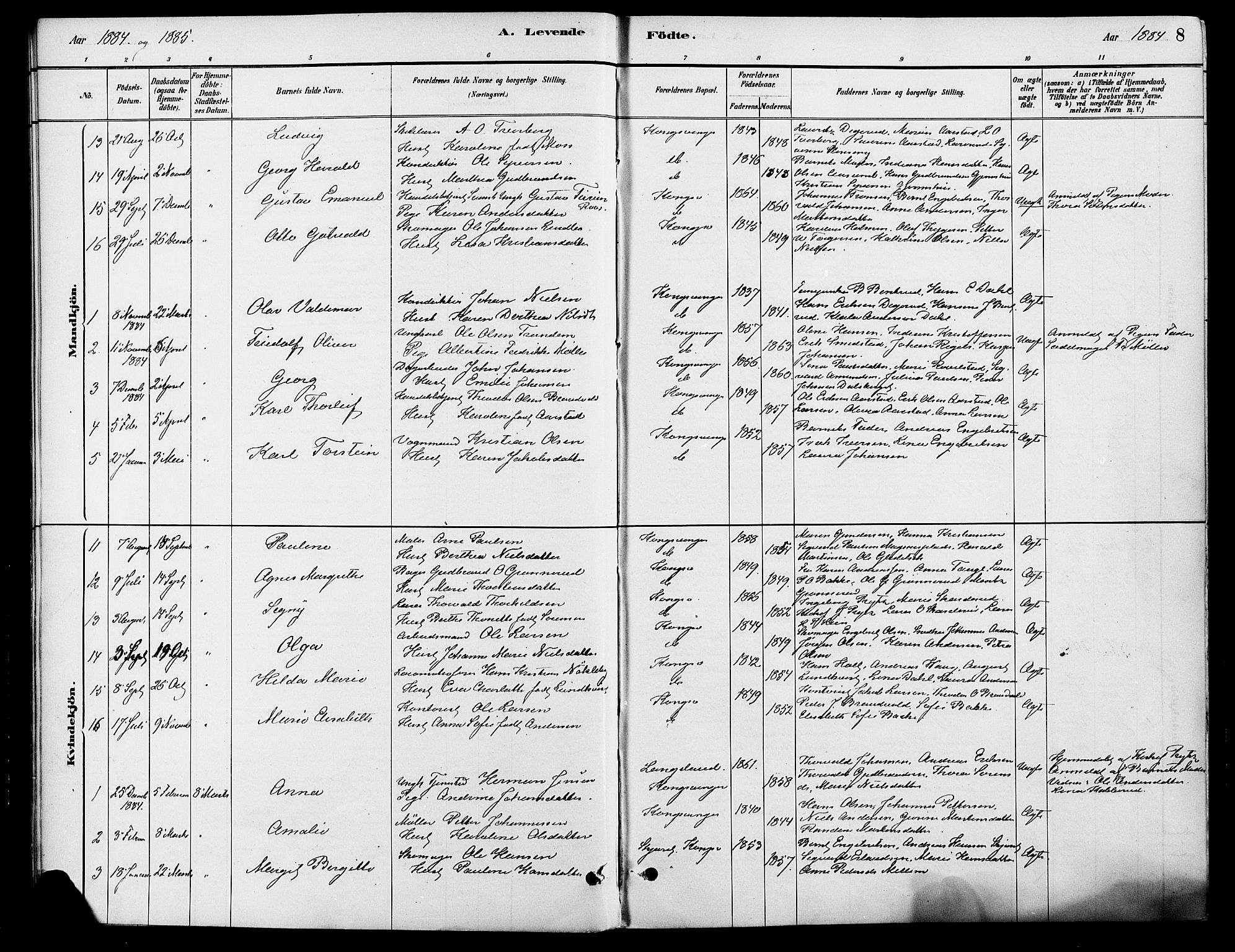 Vinger prestekontor, SAH/PREST-024/H/Ha/Haa/L0013: Parish register (official) no. 13, 1881-1897, p. 8