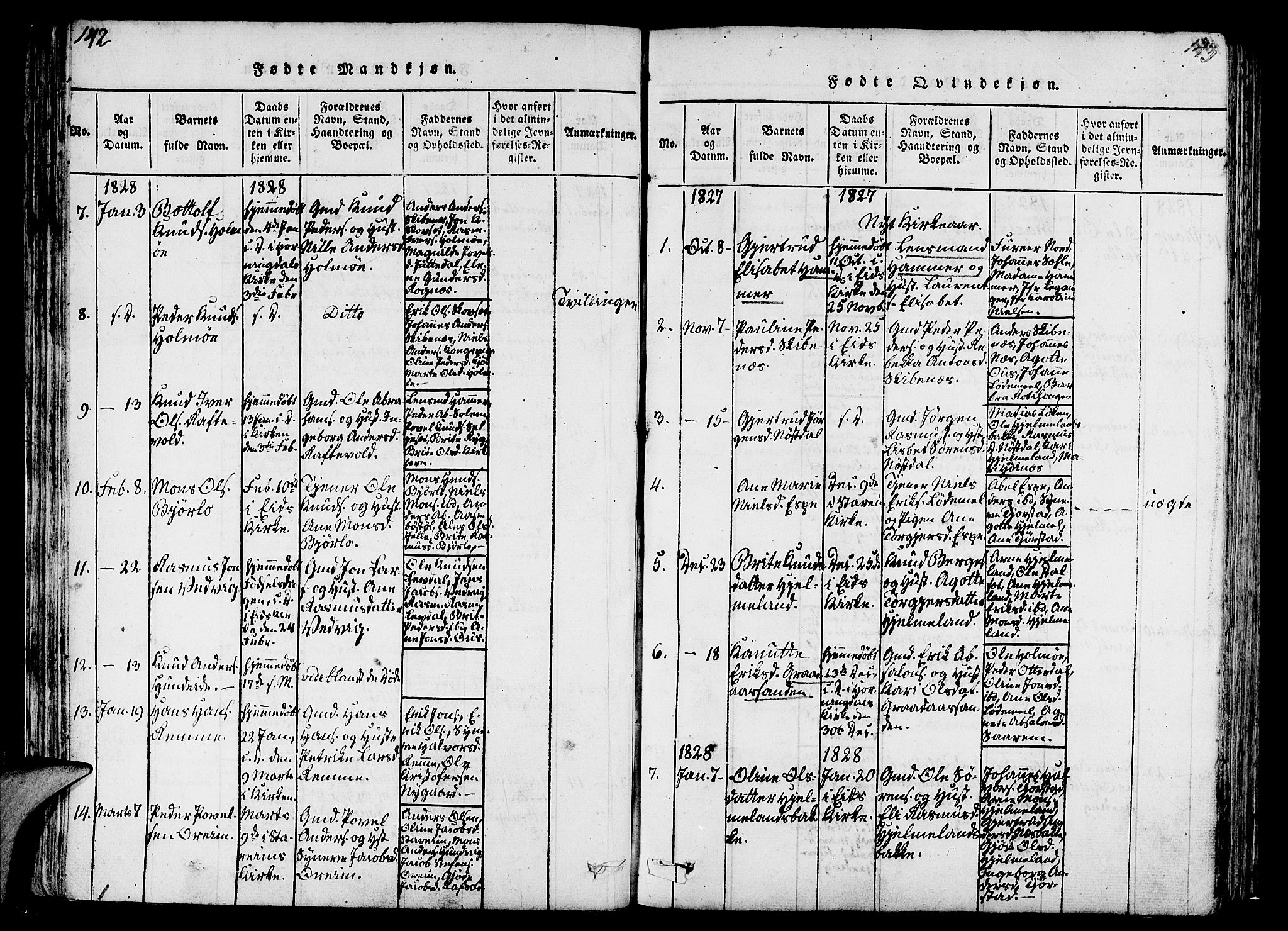 Eid sokneprestembete, AV/SAB-A-82301/H/Haa/Haaa/L0005: Parish register (official) no. A 5, 1816-1830, p. 142-143