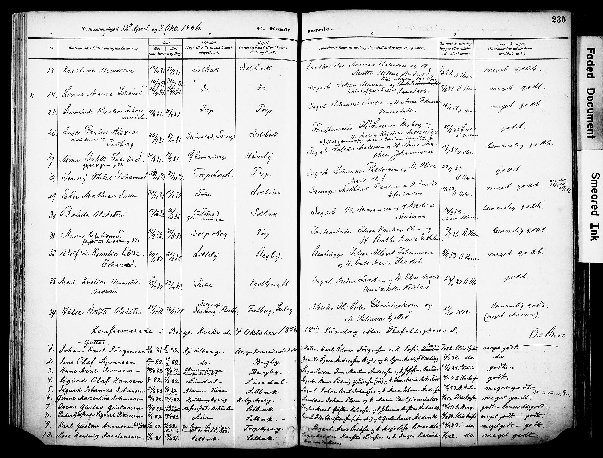 Borge prestekontor Kirkebøker, AV/SAO-A-10903/F/Fa/L0008: Parish register (official) no. I 8B, 1887-1902, p. 235