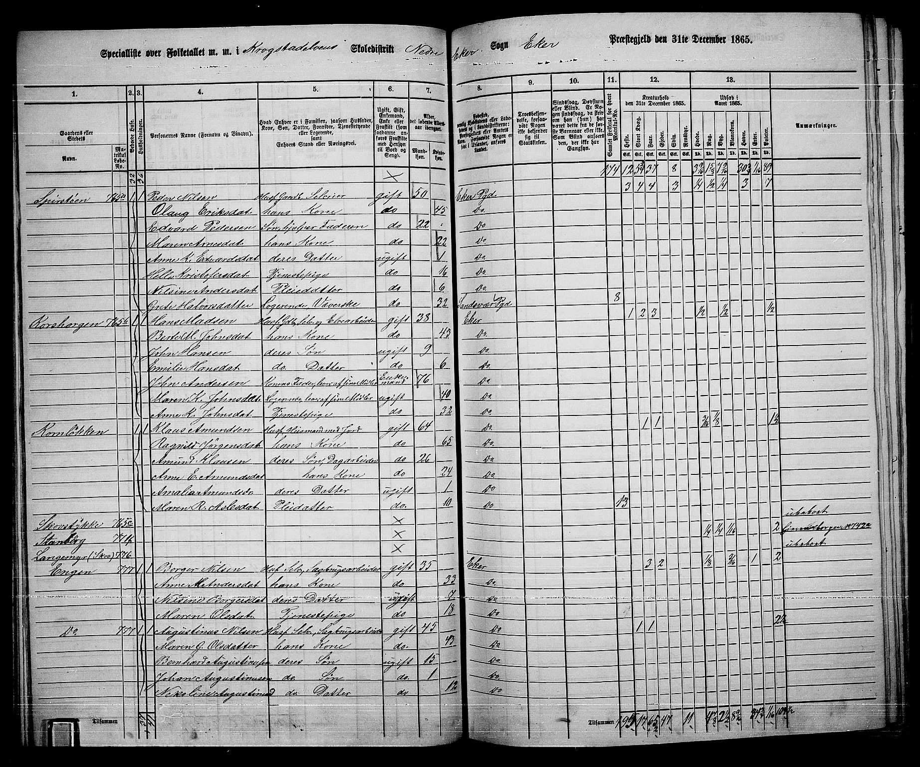 RA, 1865 census for Eiker, 1865, p. 328